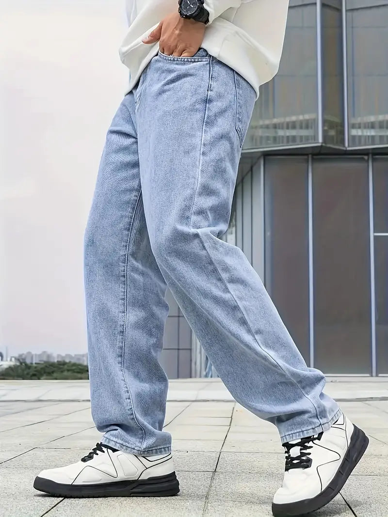 Casual Straight Leg Lichte Washed Heren Jeans - Velanza
