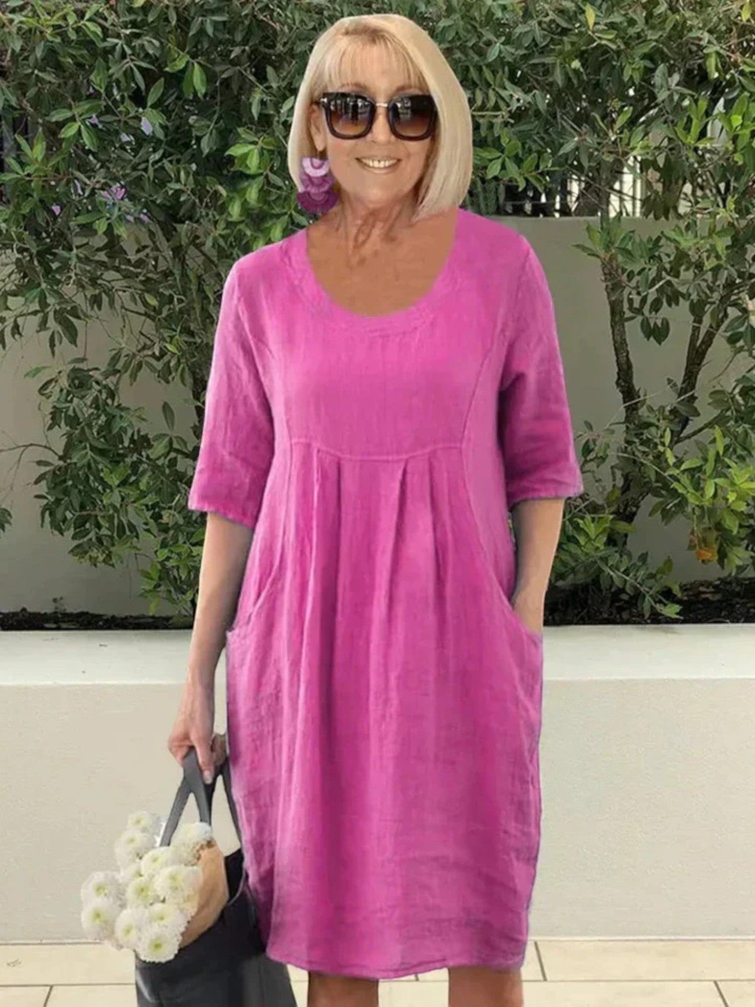 Adèle | Casual Zomerjurk Met Zakken | Midi