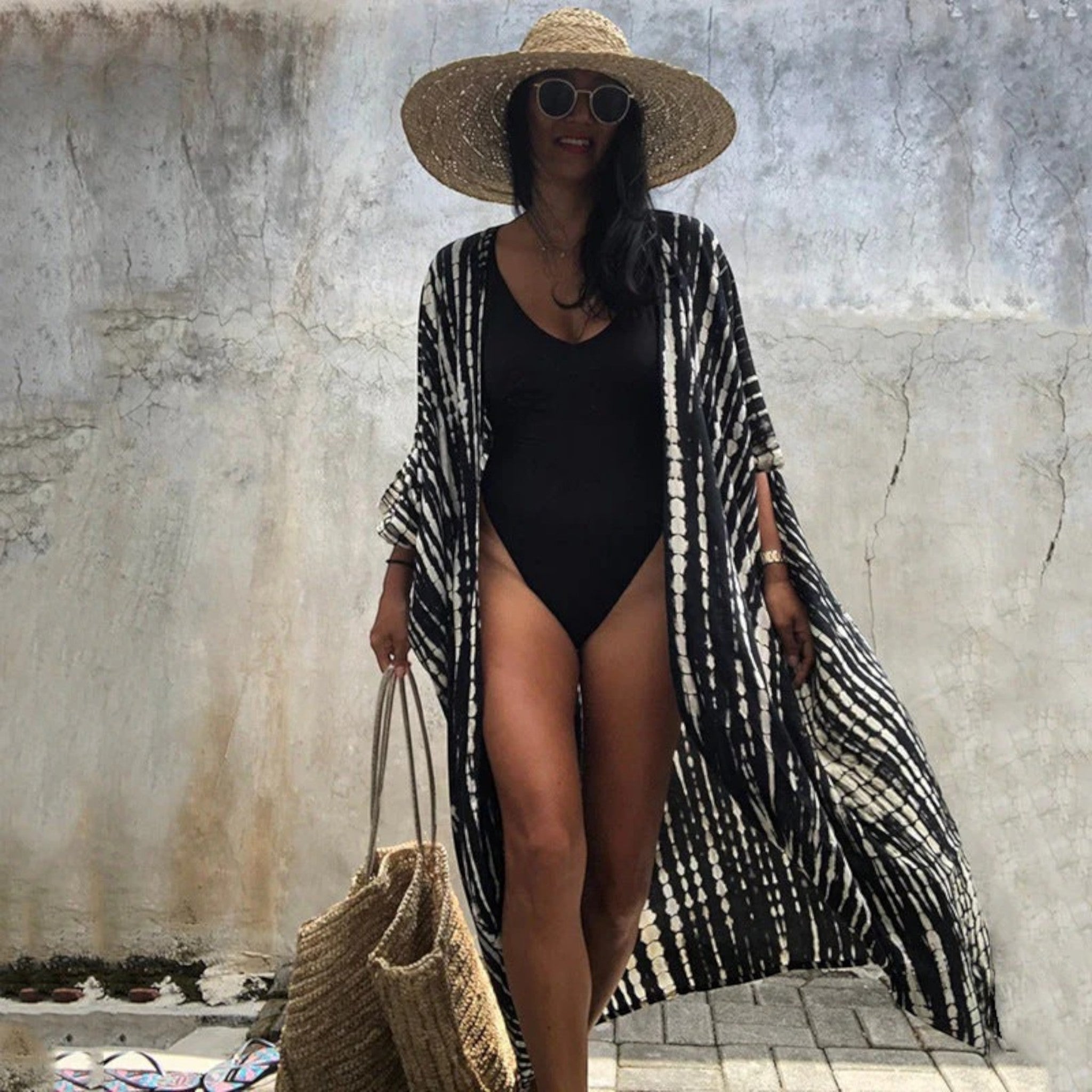 Kimono Strandjurk Met Tie-dye Print