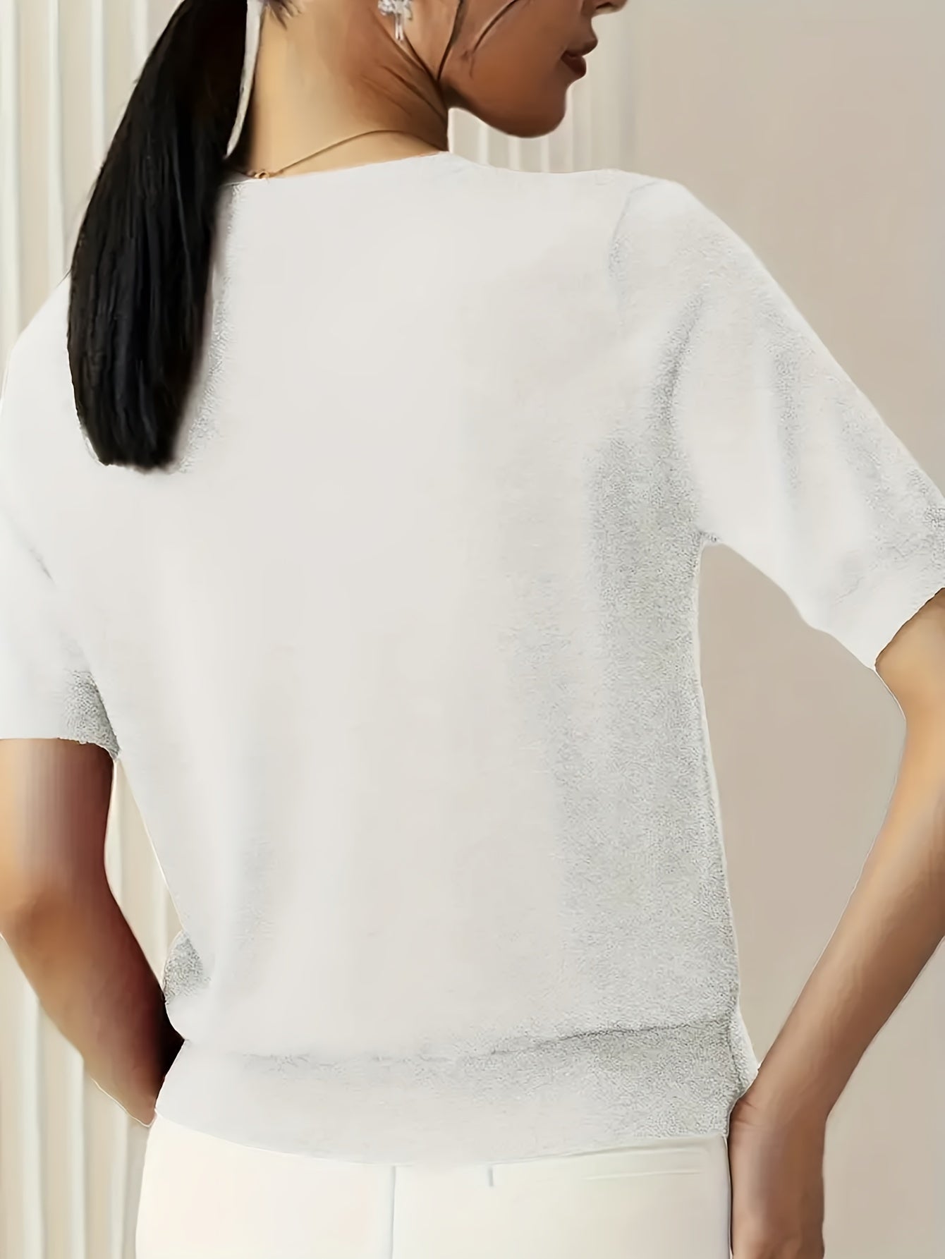 Casual Gebreid Shirt Met Korte Mouwen