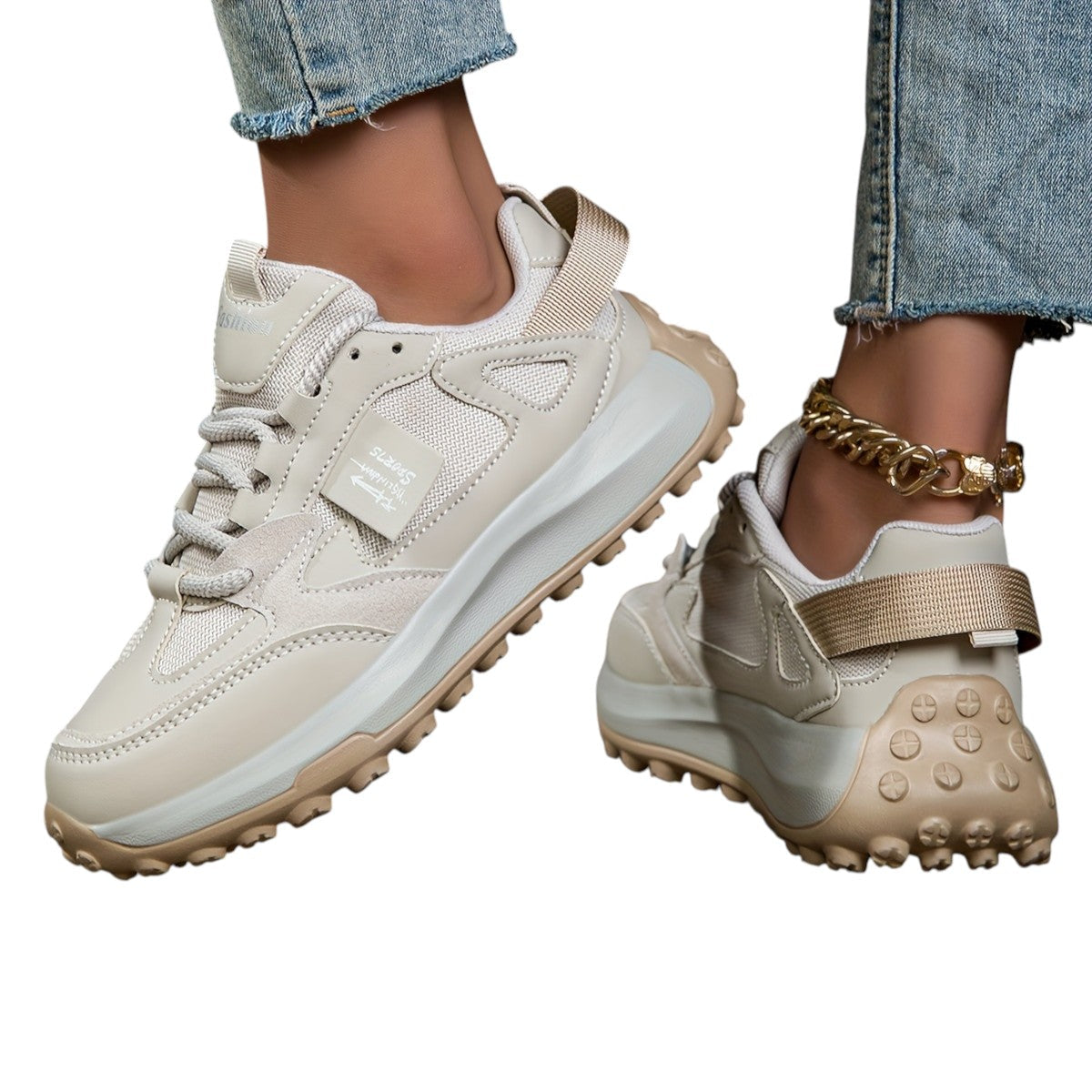 Casual Dames Sneakers Met Hoge Zool