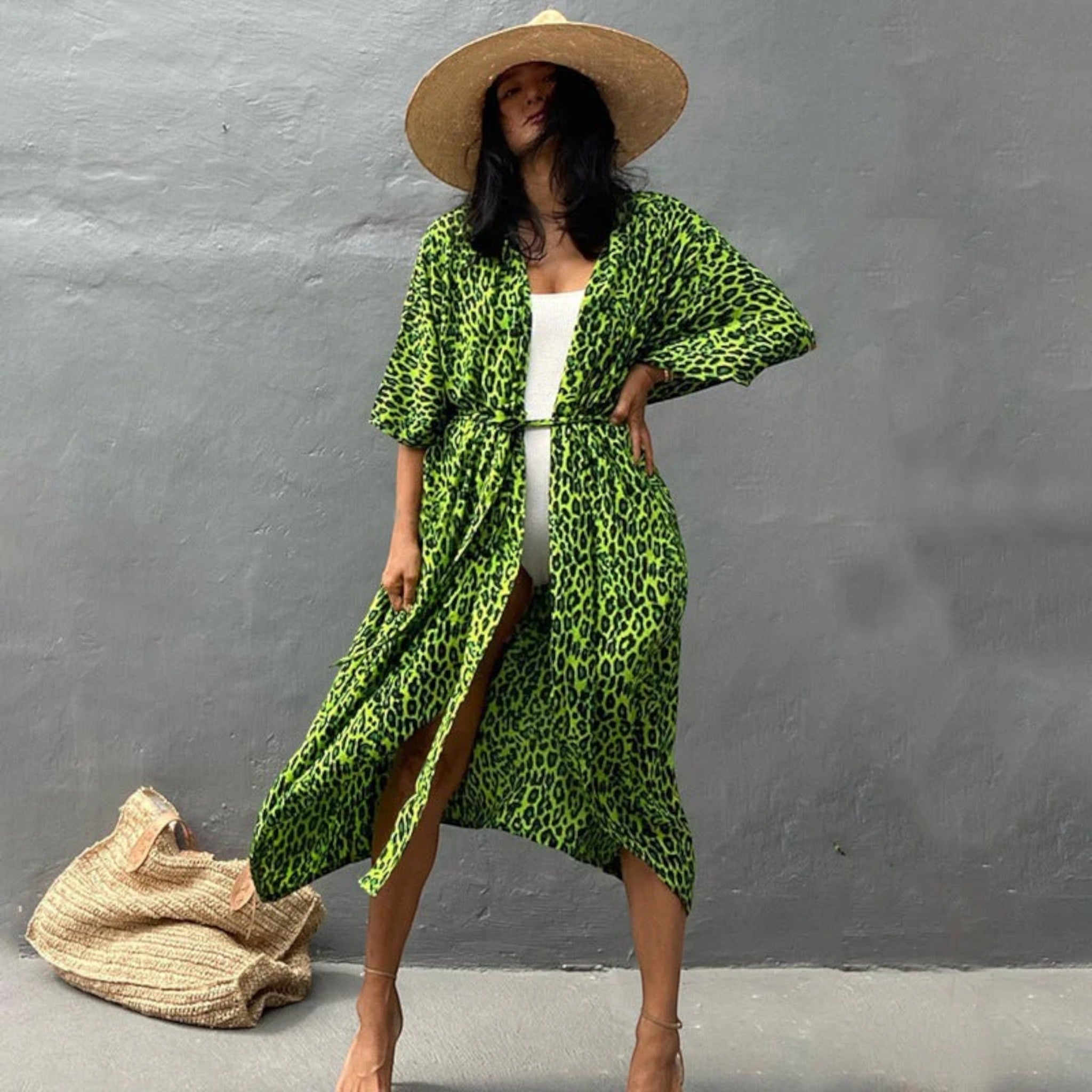 Kimono Strandjurk Met Tie-dye Print
