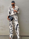 2-Delige Zomer Set Blouse & Broek Met Print