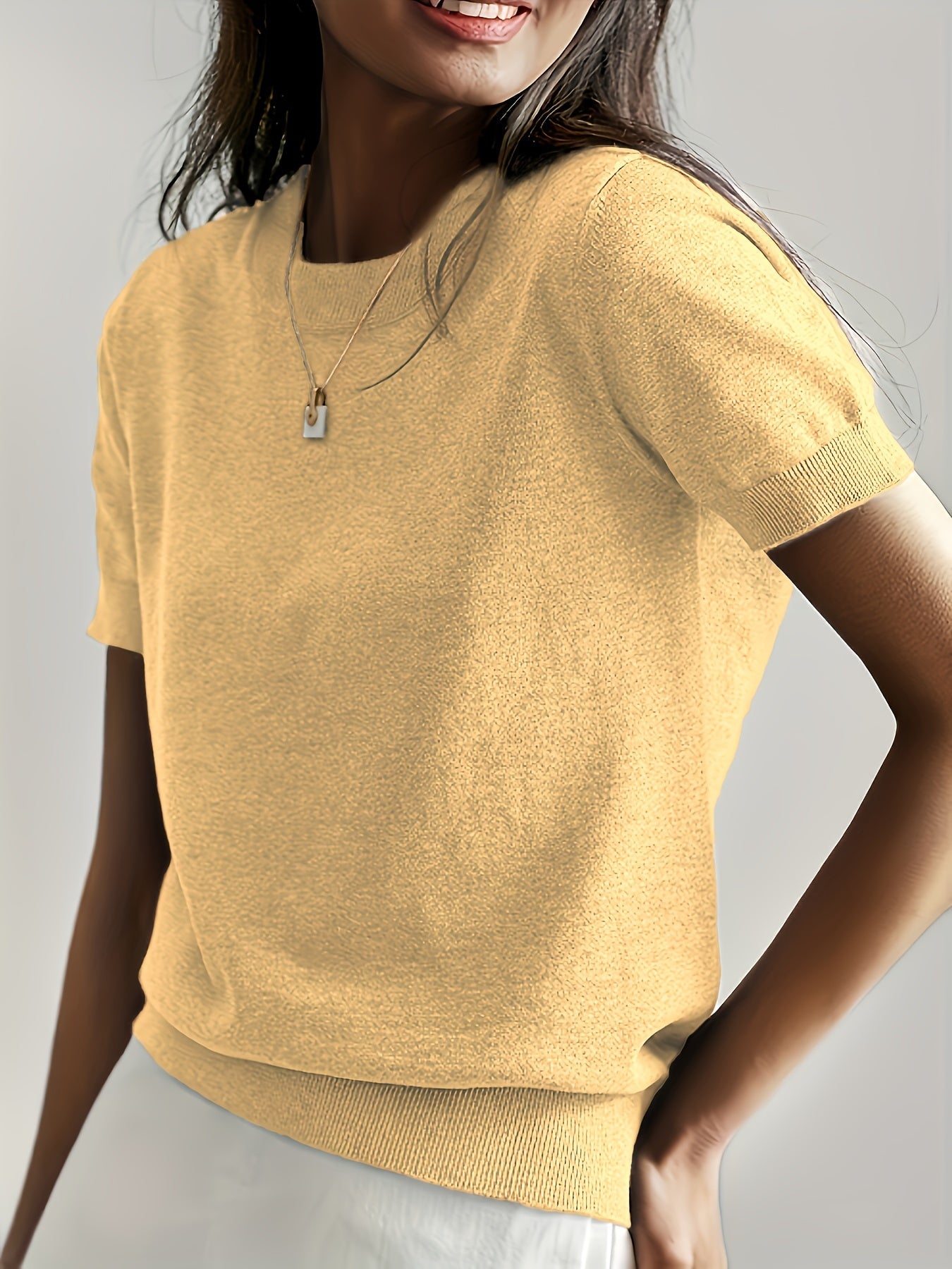 Casual Gebreid Shirt Met Korte Mouwen
