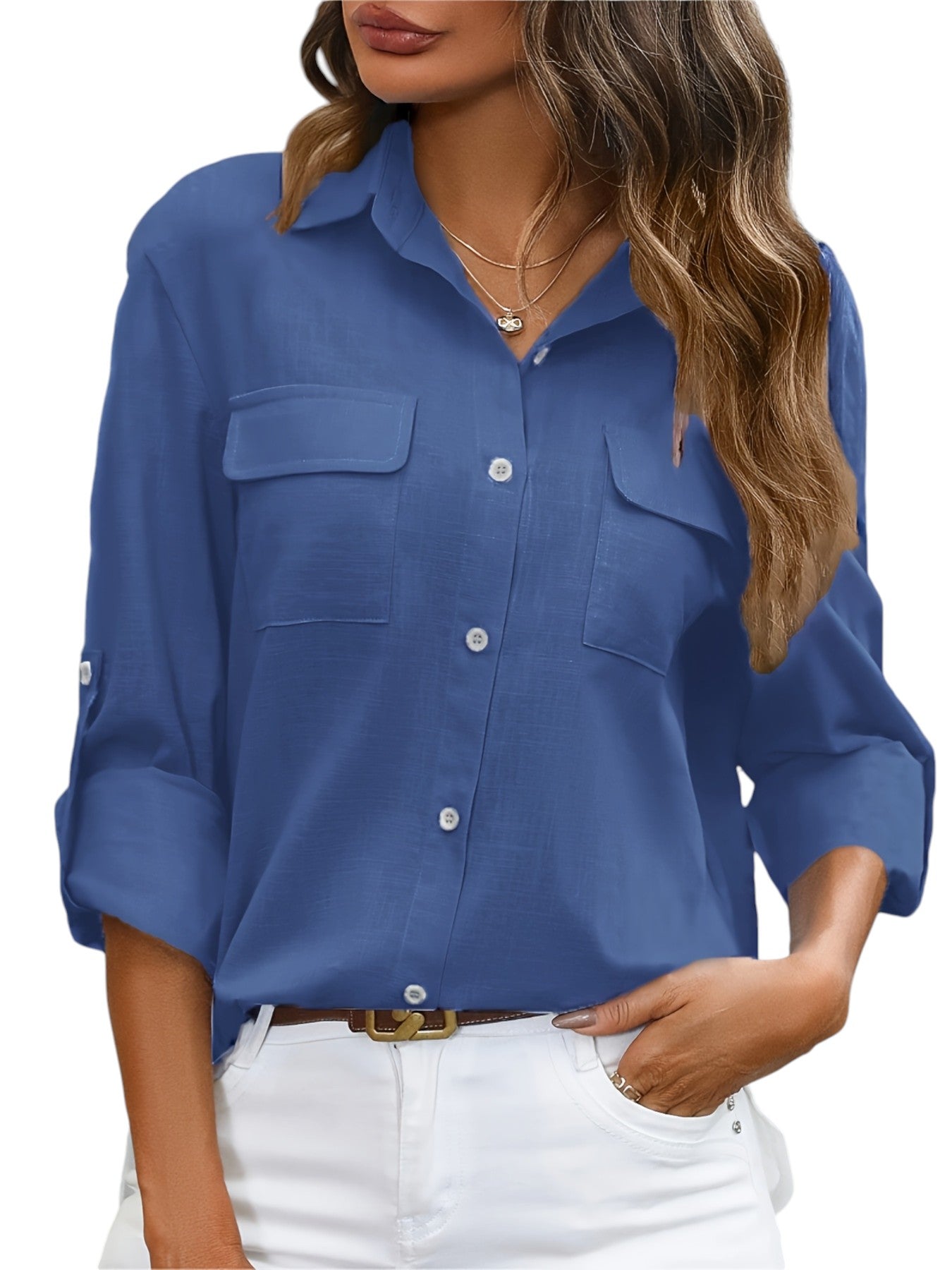 Linnen Dames Blouse In Effen Kleuren