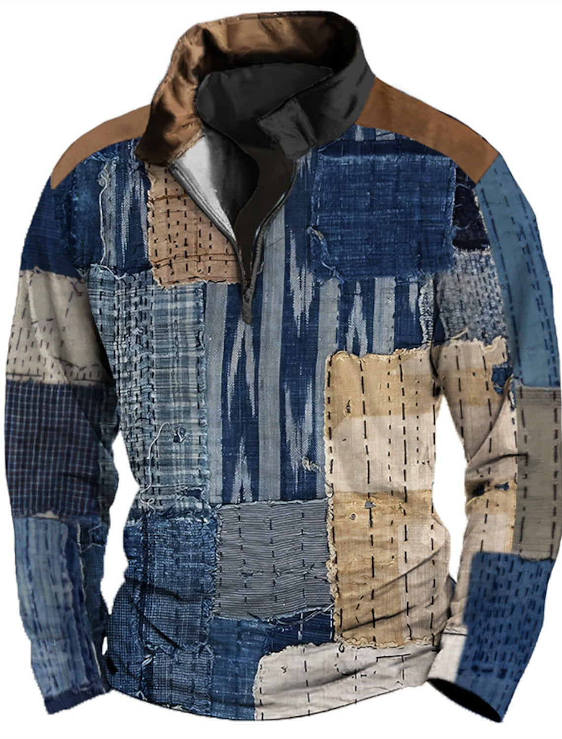 Retro Sweater Met Rits voor Mannen