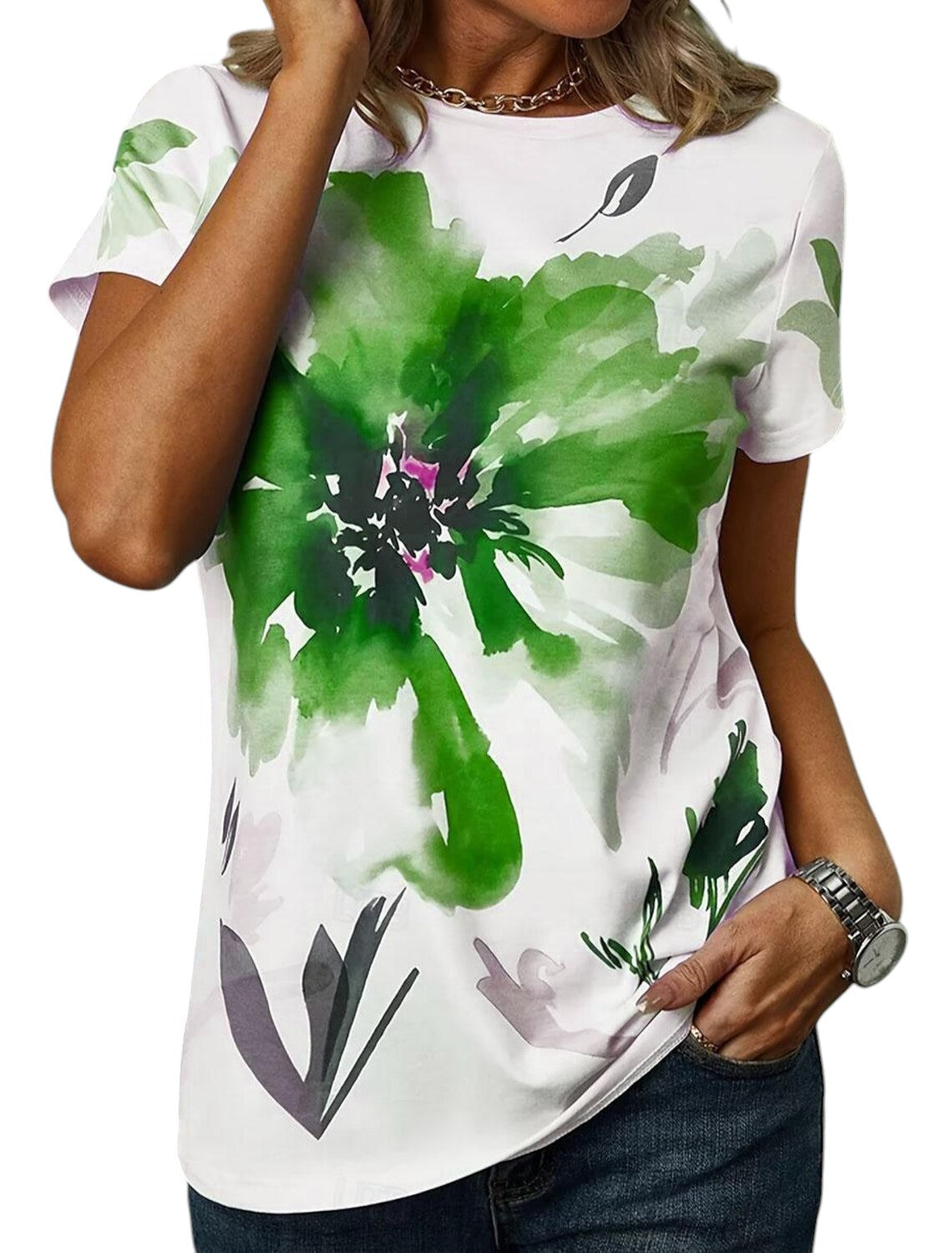 Anna - Zomers V-hals Shirt Met Bloemenprint