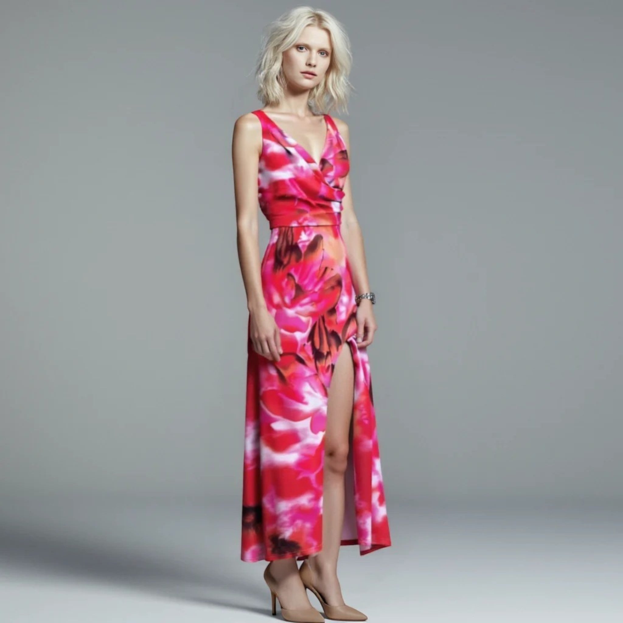 Mouwloze Jurk Met Bloemenprint | Maxi