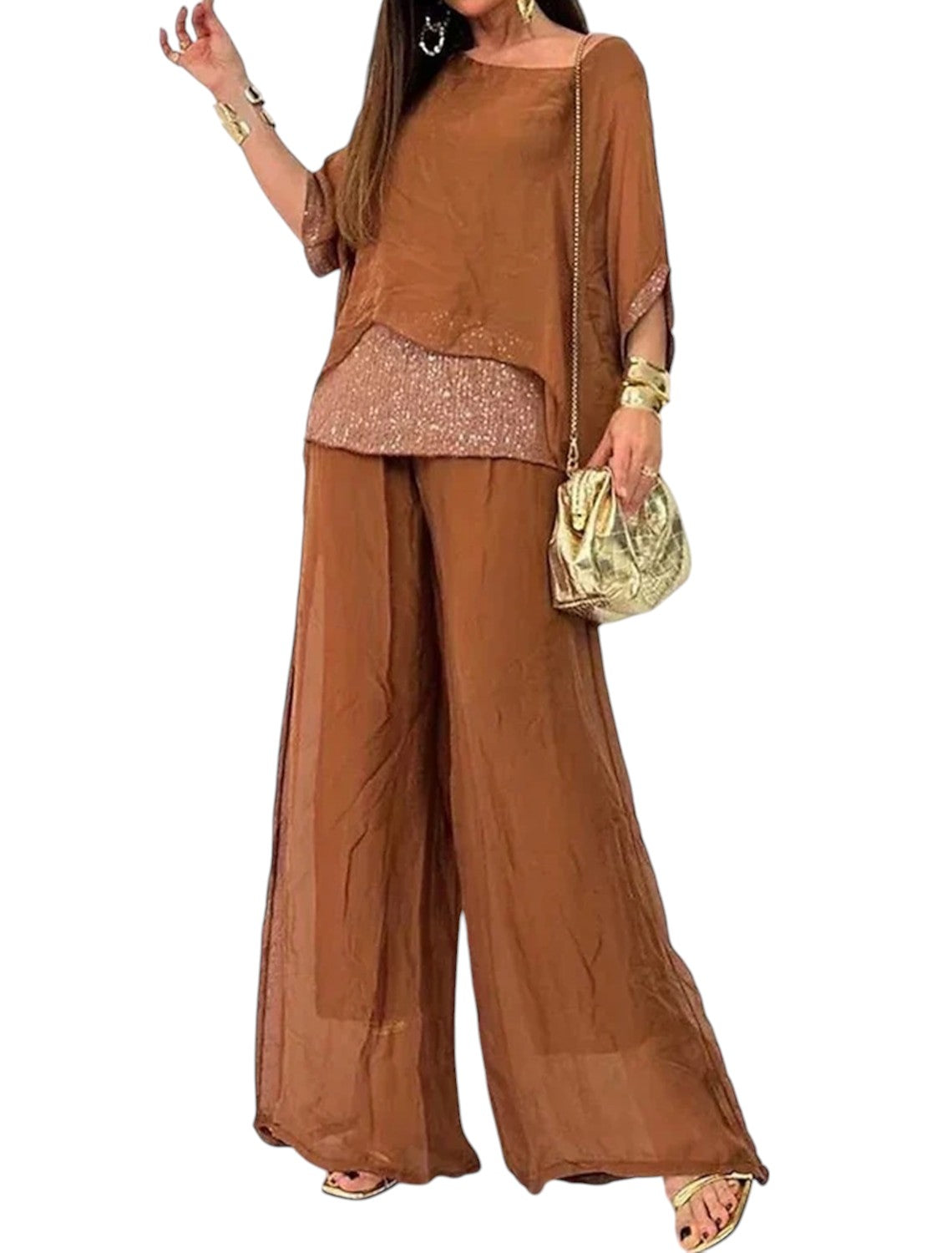 2-Delige Set Blouse & Wijde Broek