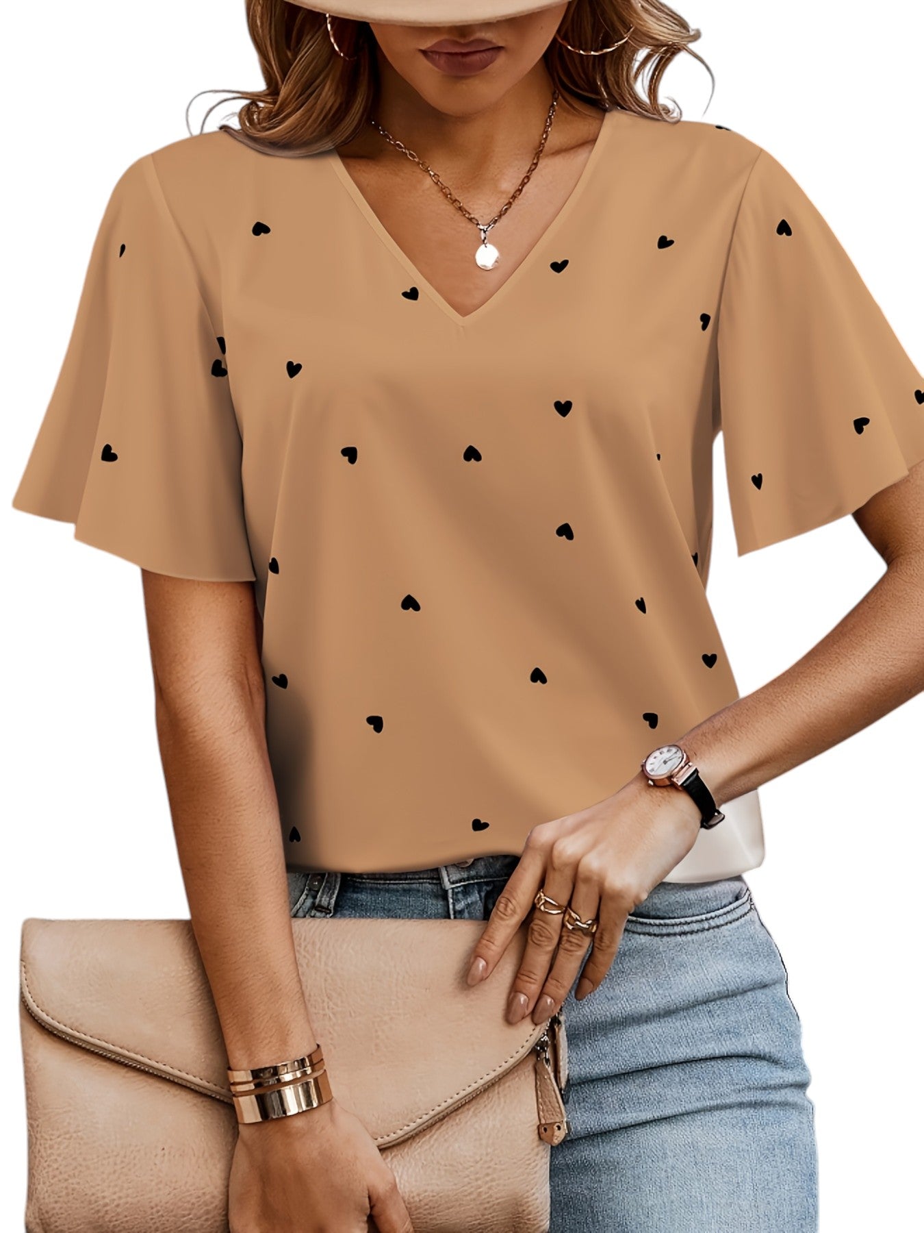 Zomerse Top Met Harten Print