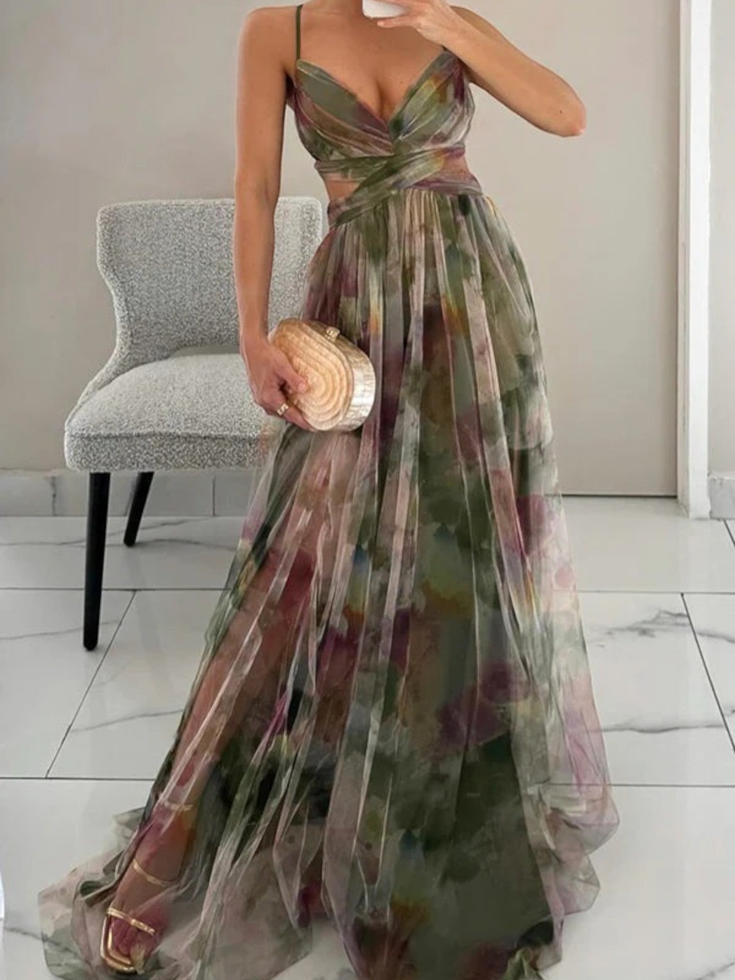 Florence | Prachtige Jurk Voor Bruiloft Gasten Met V-hals | Maxi