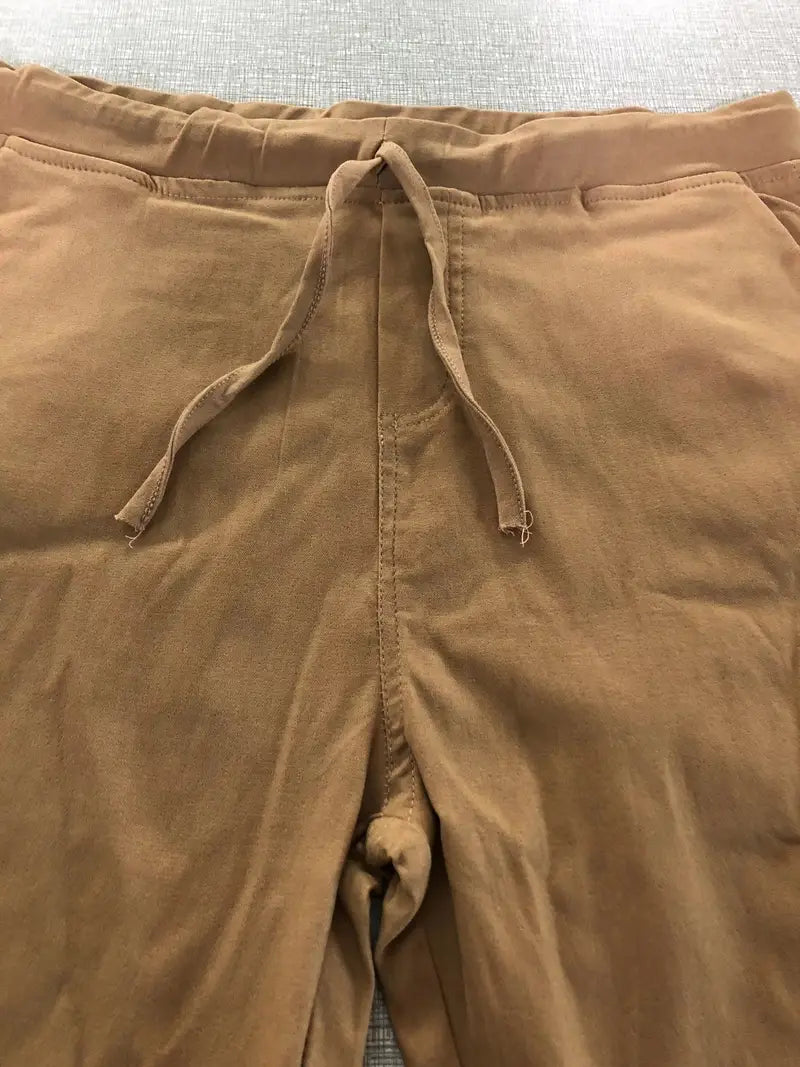 Rekbare Casual Damesbroek – Hoge Taille, Trekkoord & Zakken