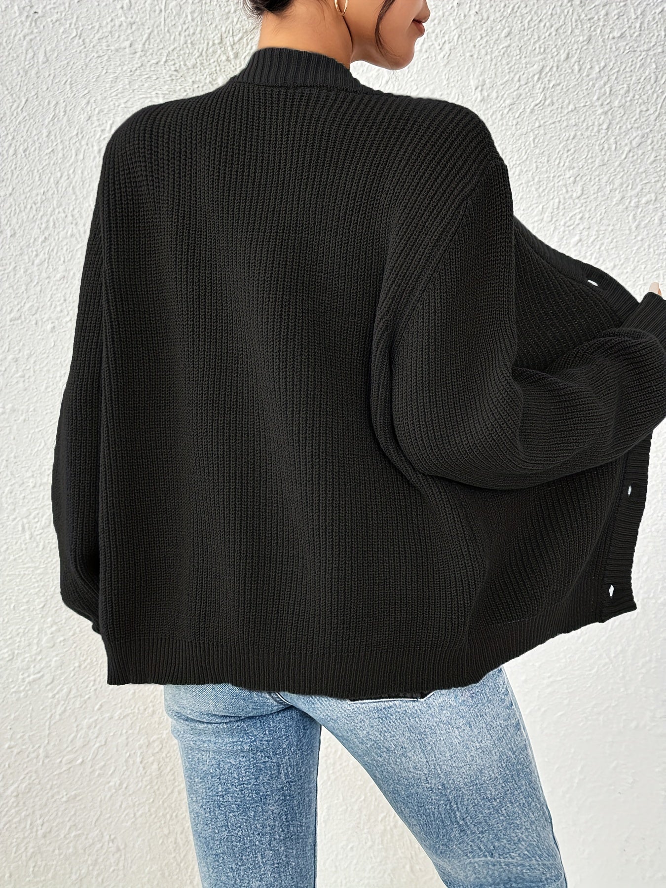 Gebreid Los Cardigan Vest Met Knopen - Verbeek