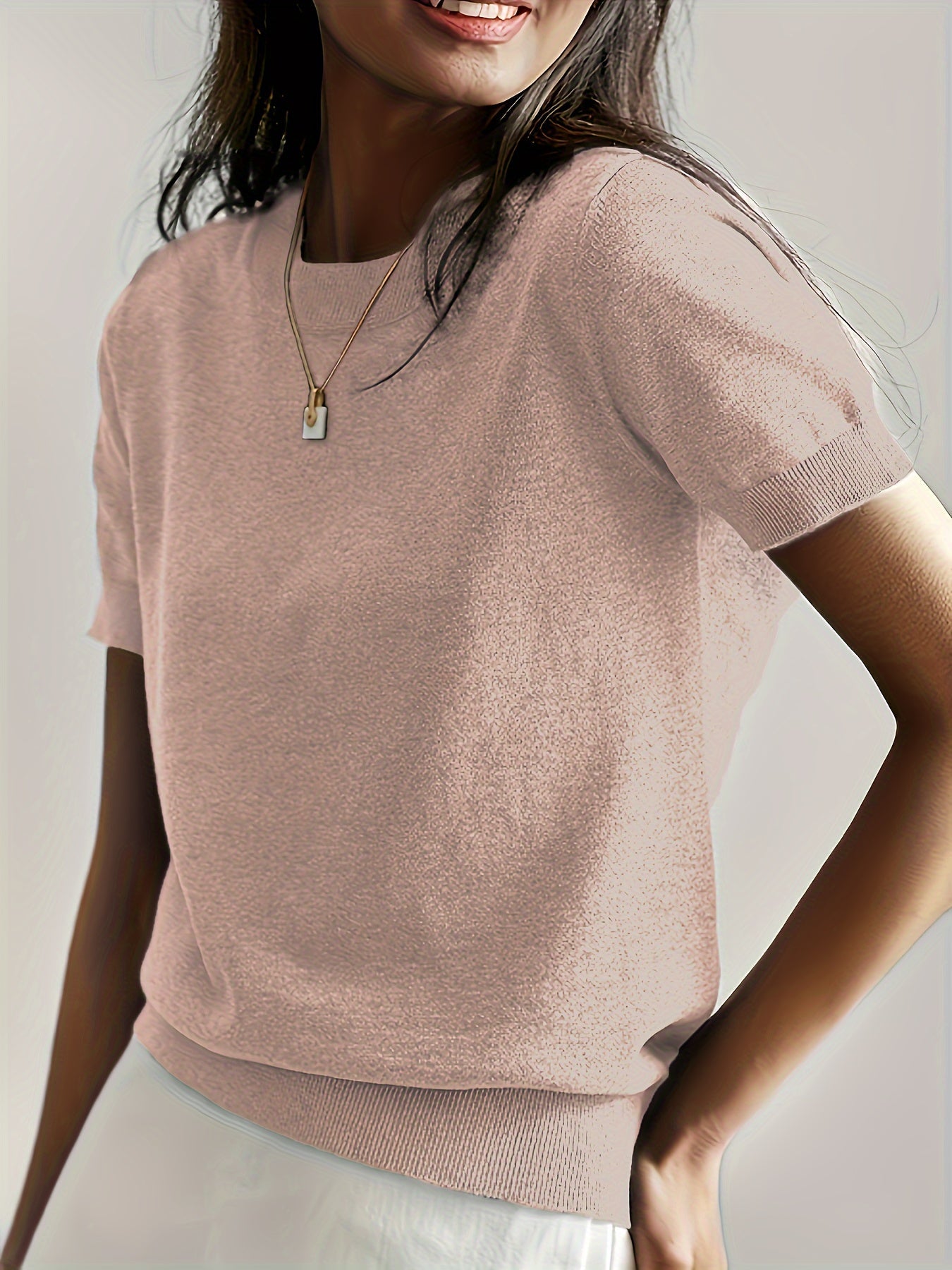 Casual Gebreid Shirt Met Korte Mouwen