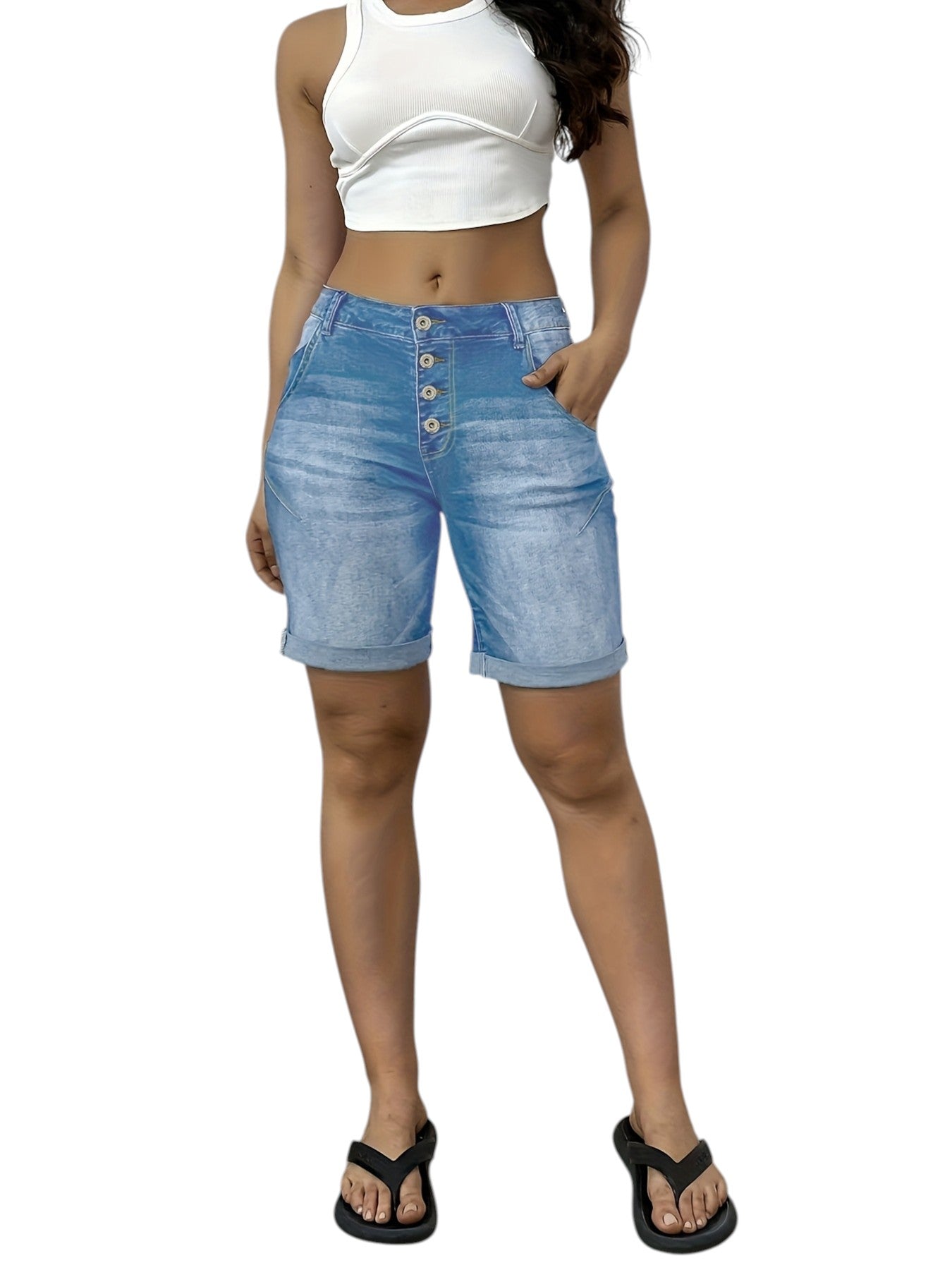 Dames Denim Shorts Met Stretch
