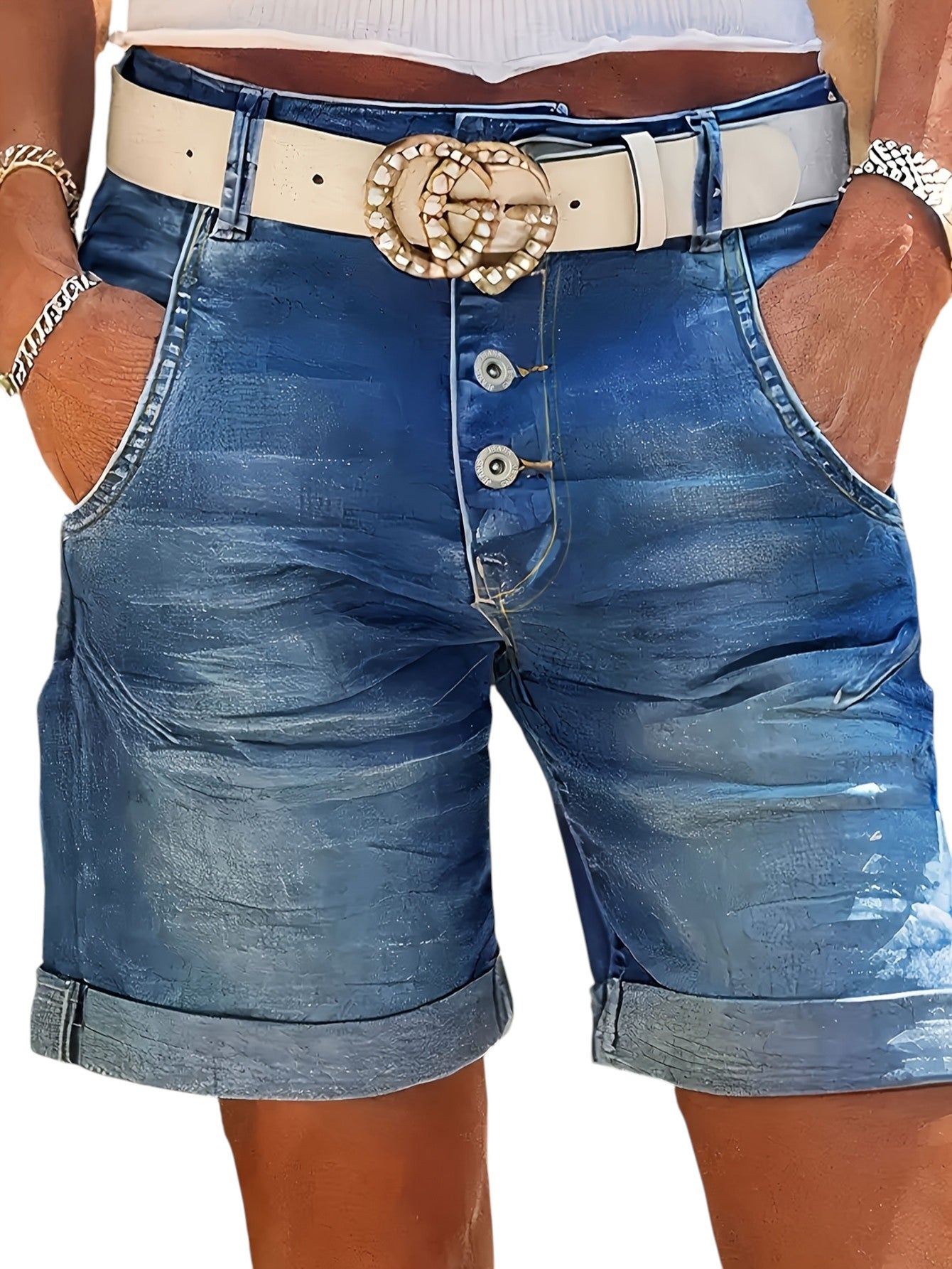 Dames Denim Shorts Met Stretch