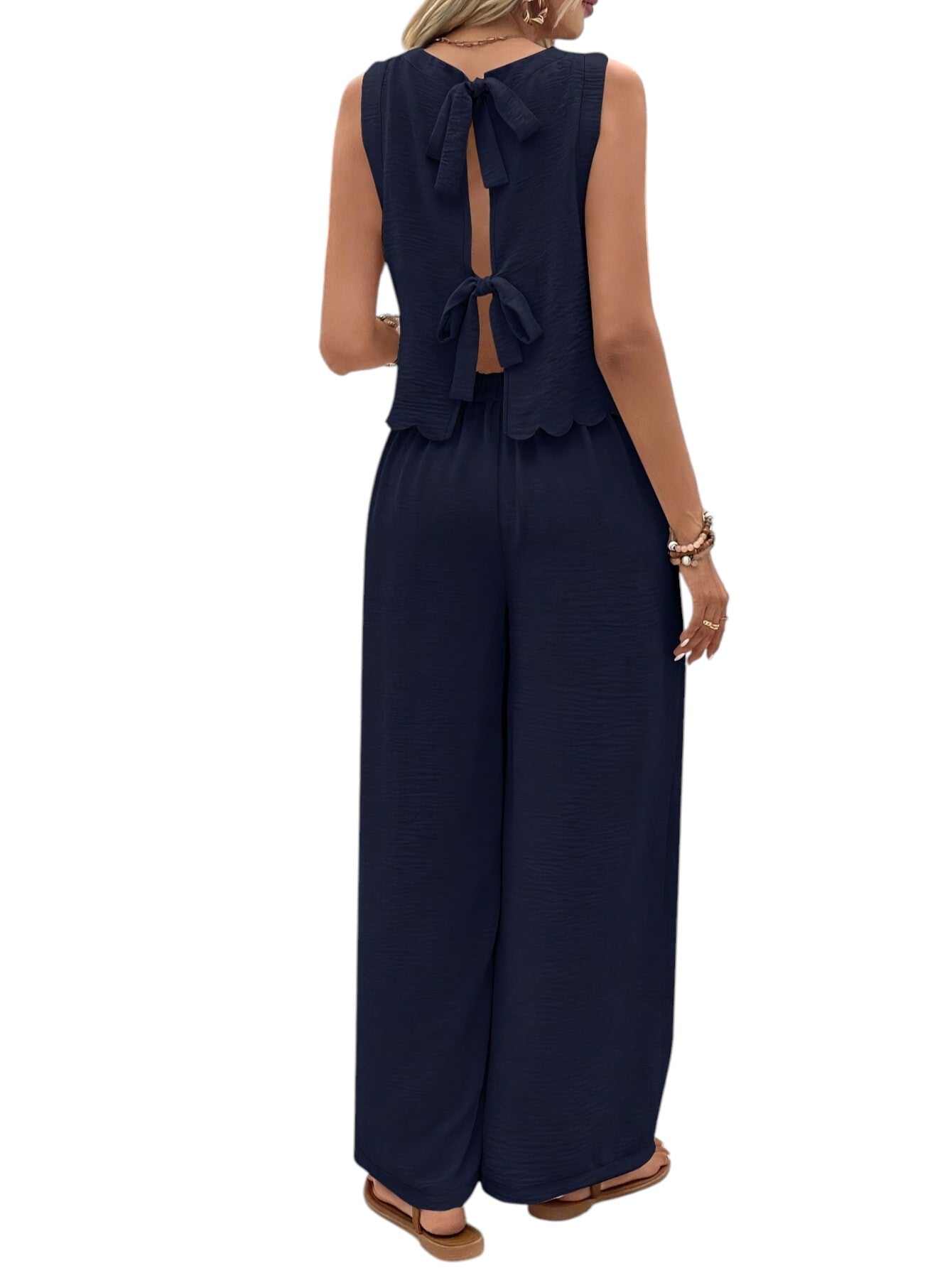 2-Delige Dames Set Mouwloze Top & Wijde Broek