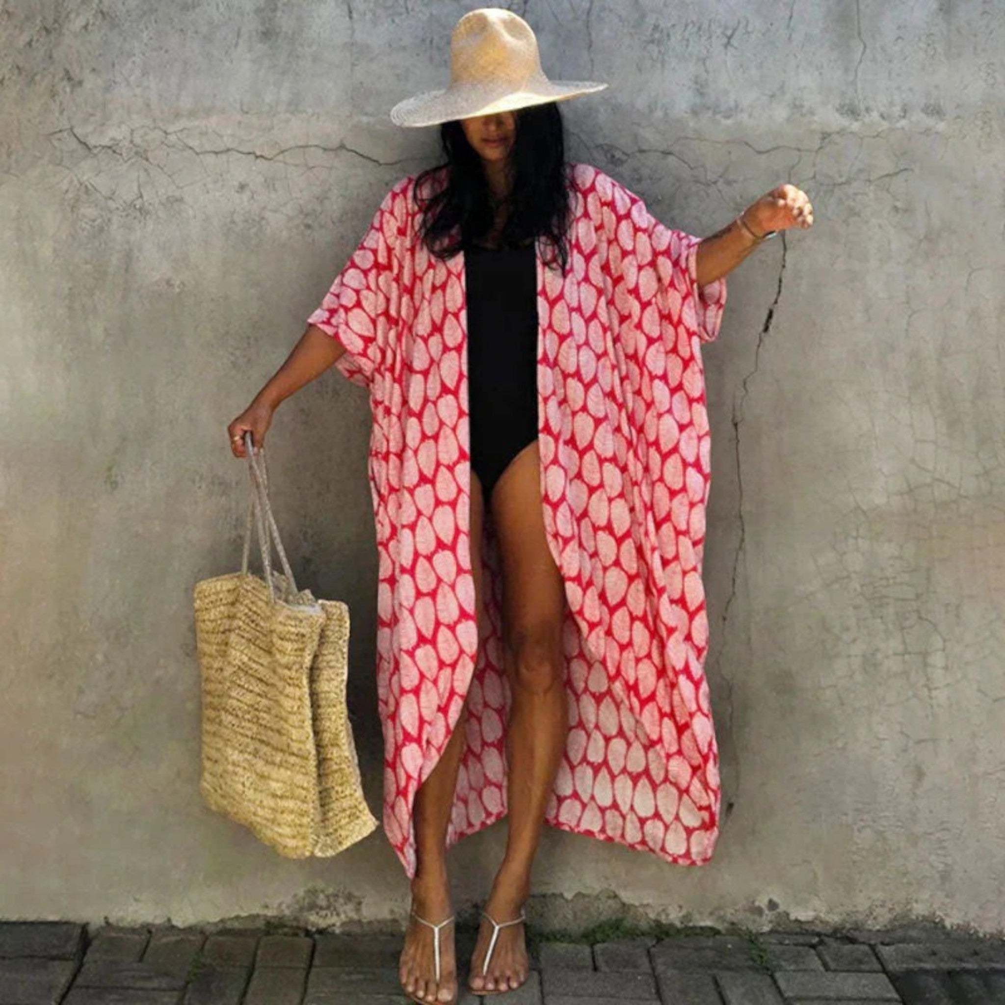 Kimono Strandjurk Met Tie-dye Print