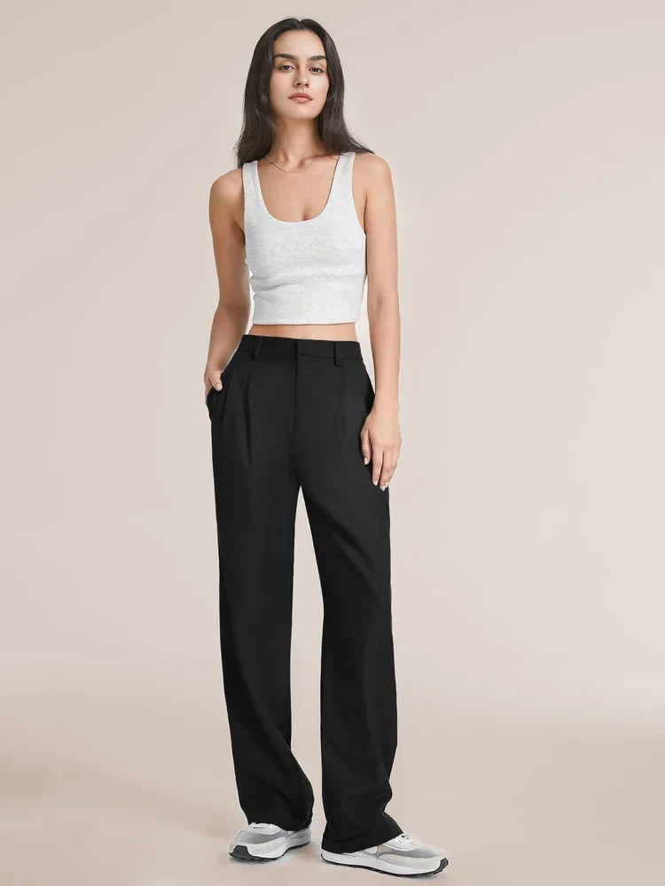 Elegante Pantalon Broek Met Hoge Taille Dames