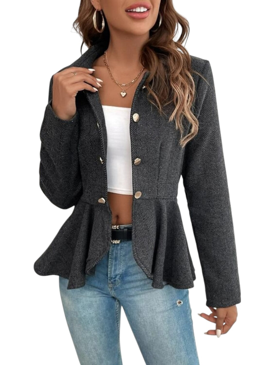 Stijlvol Dames Jasje Met Knoopdetails