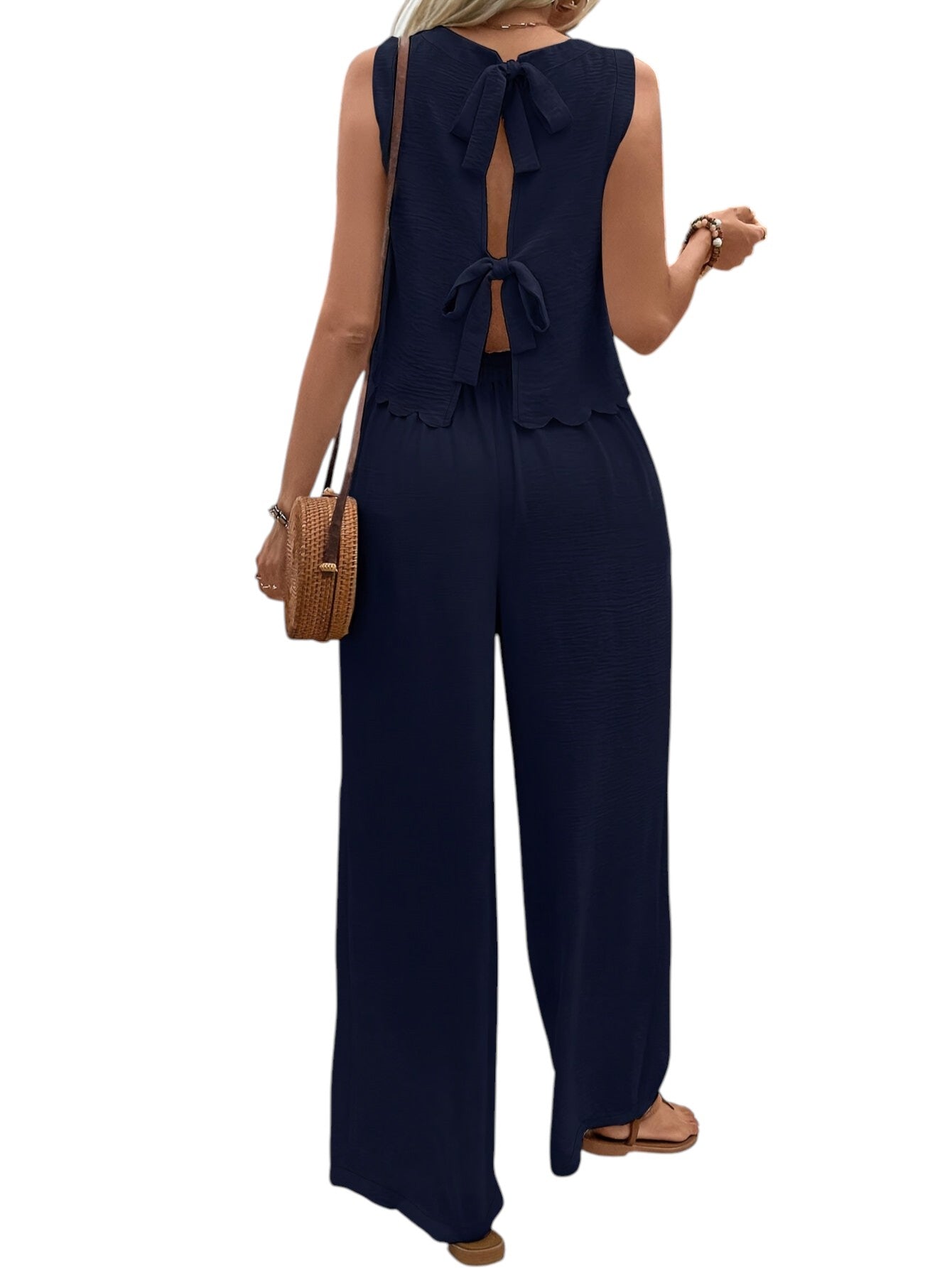 2-Delige Dames Set Mouwloze Top & Wijde Broek
