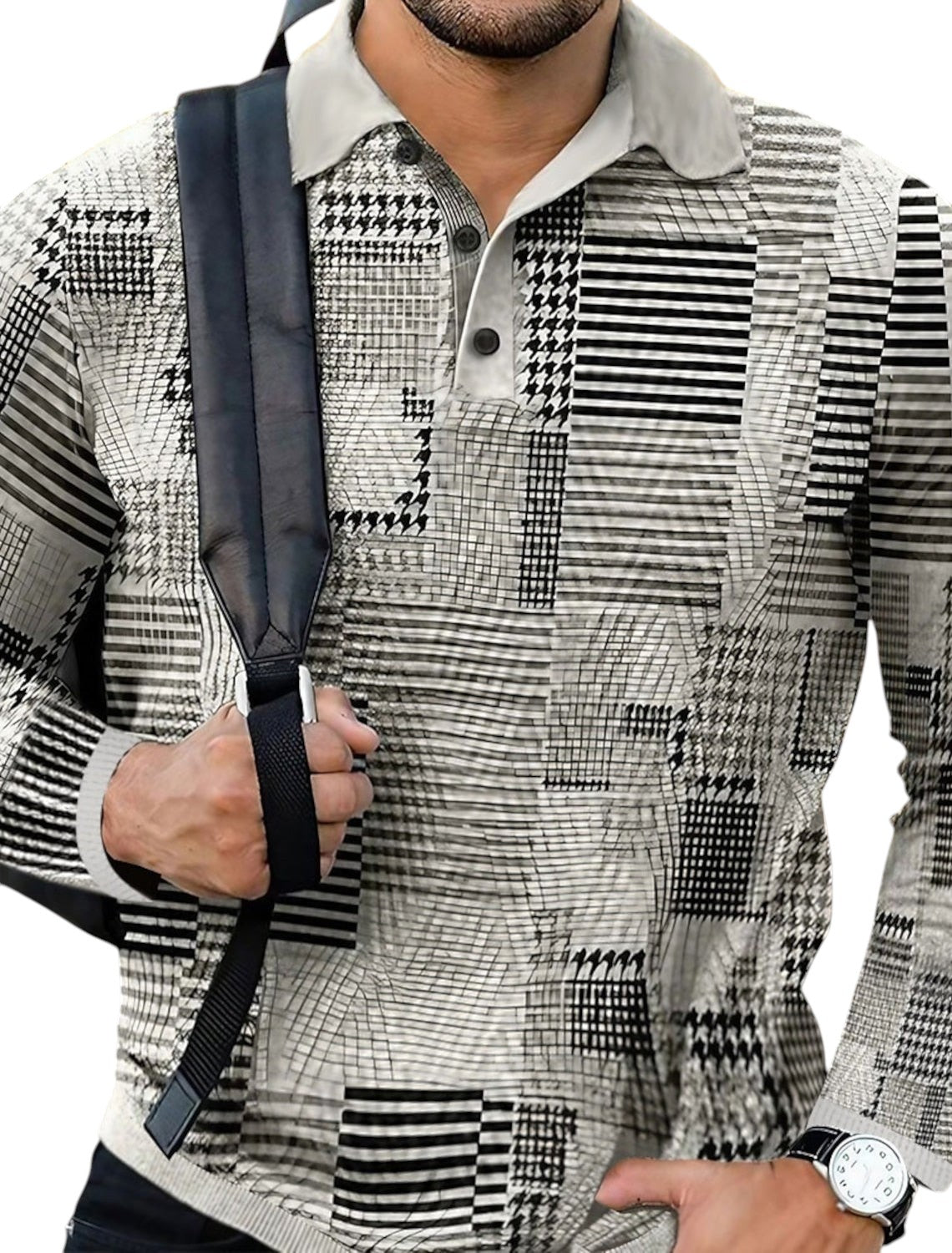 Vintage Polo Shirt Met Lange Mouwen