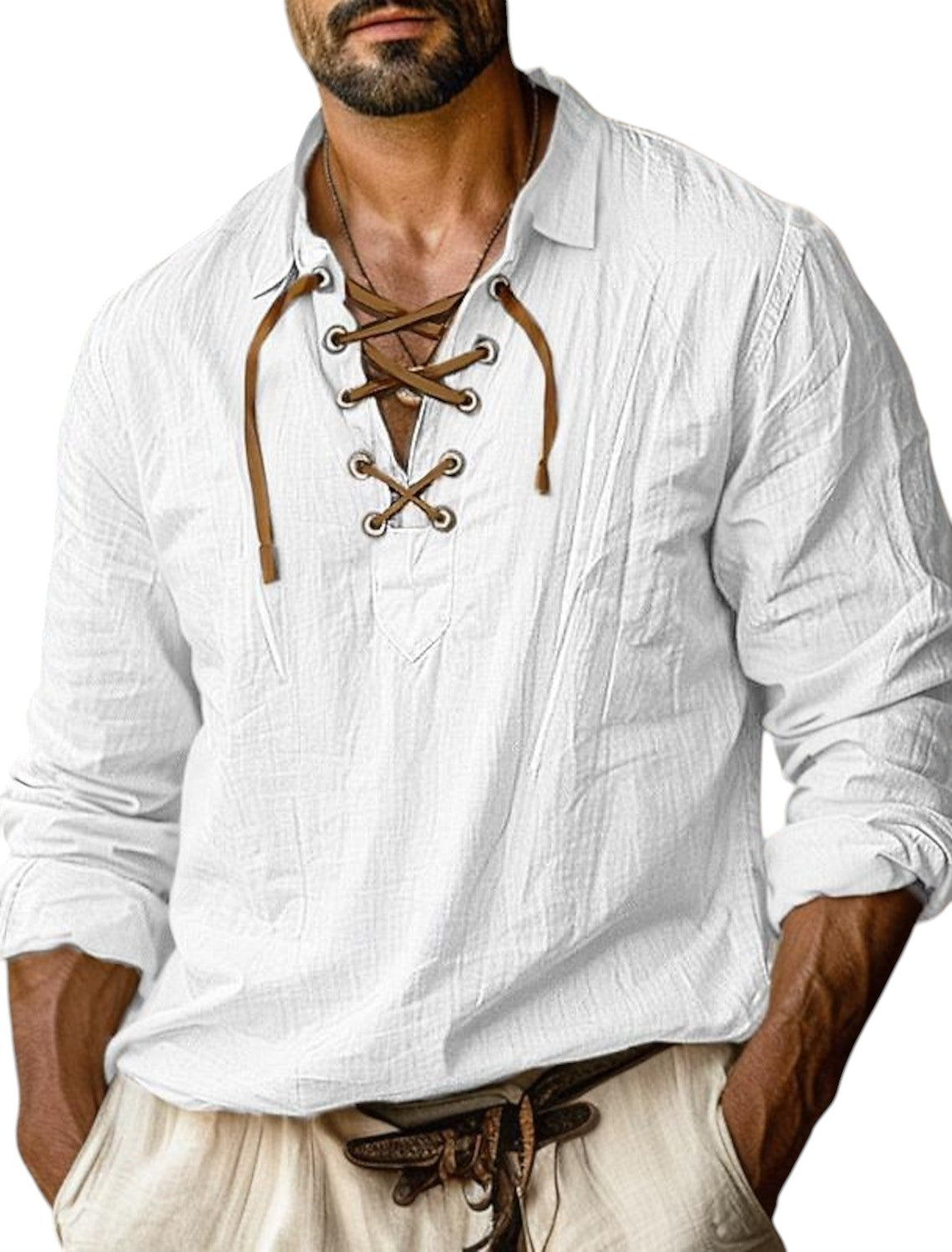 Linnen Zomer Shirt Met Lange Mouwen