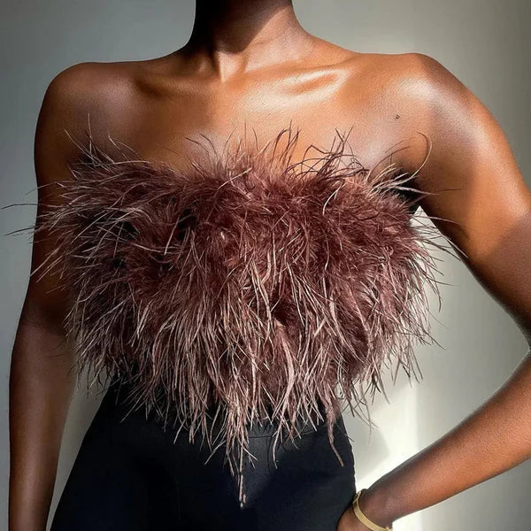 Boho Bandeau Top Met Veren Dames