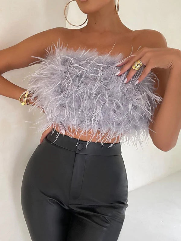 Boho Bandeau Top Met Veren Dames