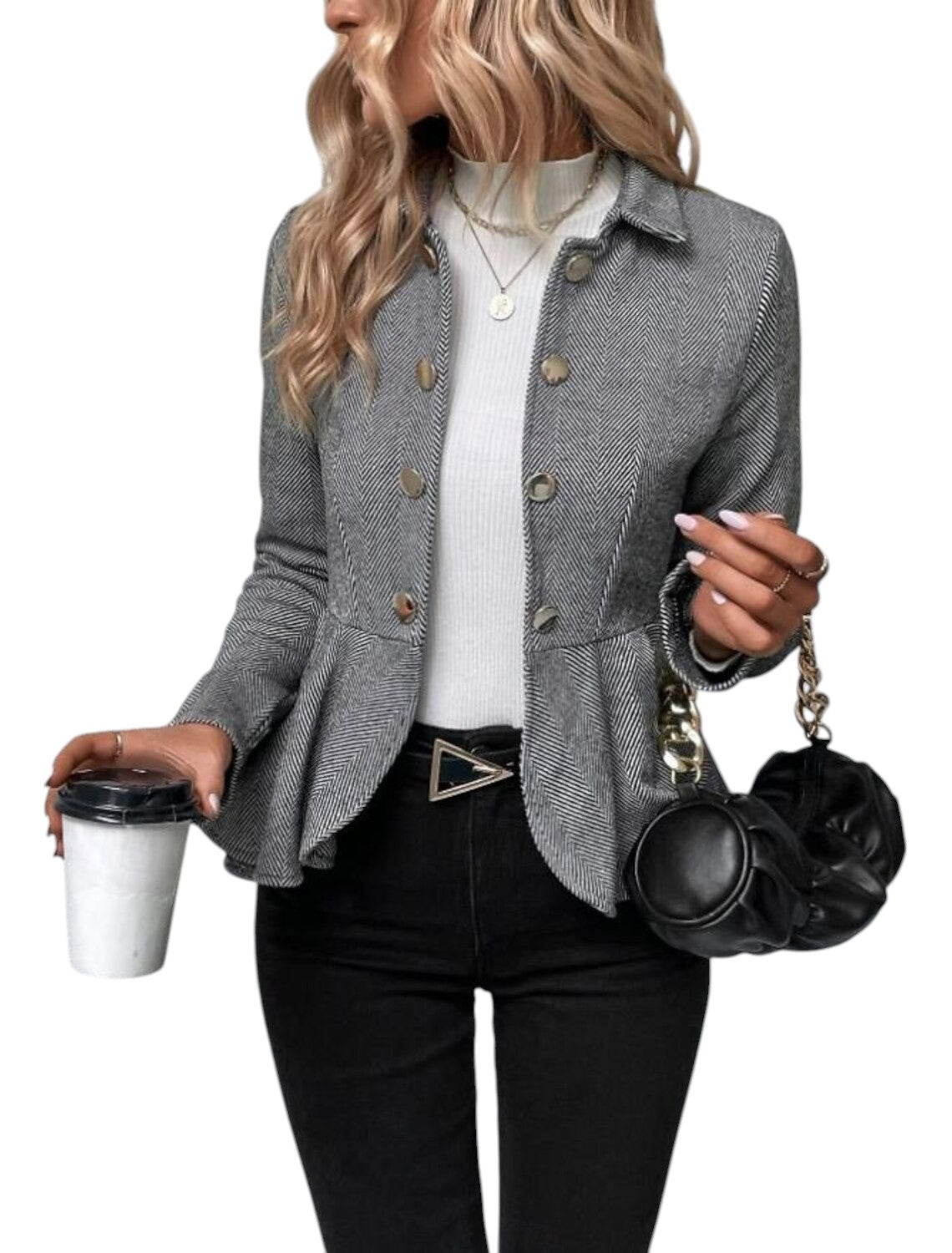 Stijlvol Dames Jasje Met Knoopdetails