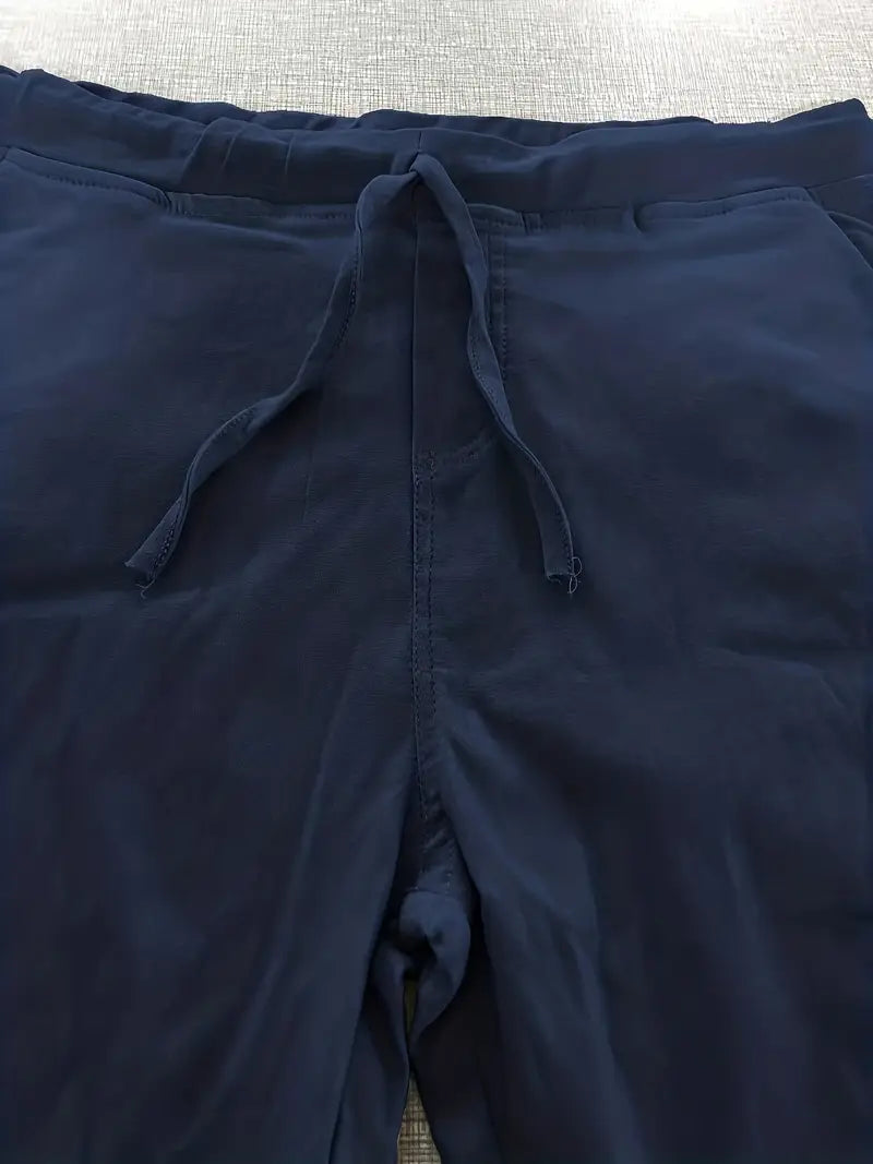 Rekbare Casual Damesbroek – Hoge Taille, Trekkoord & Zakken