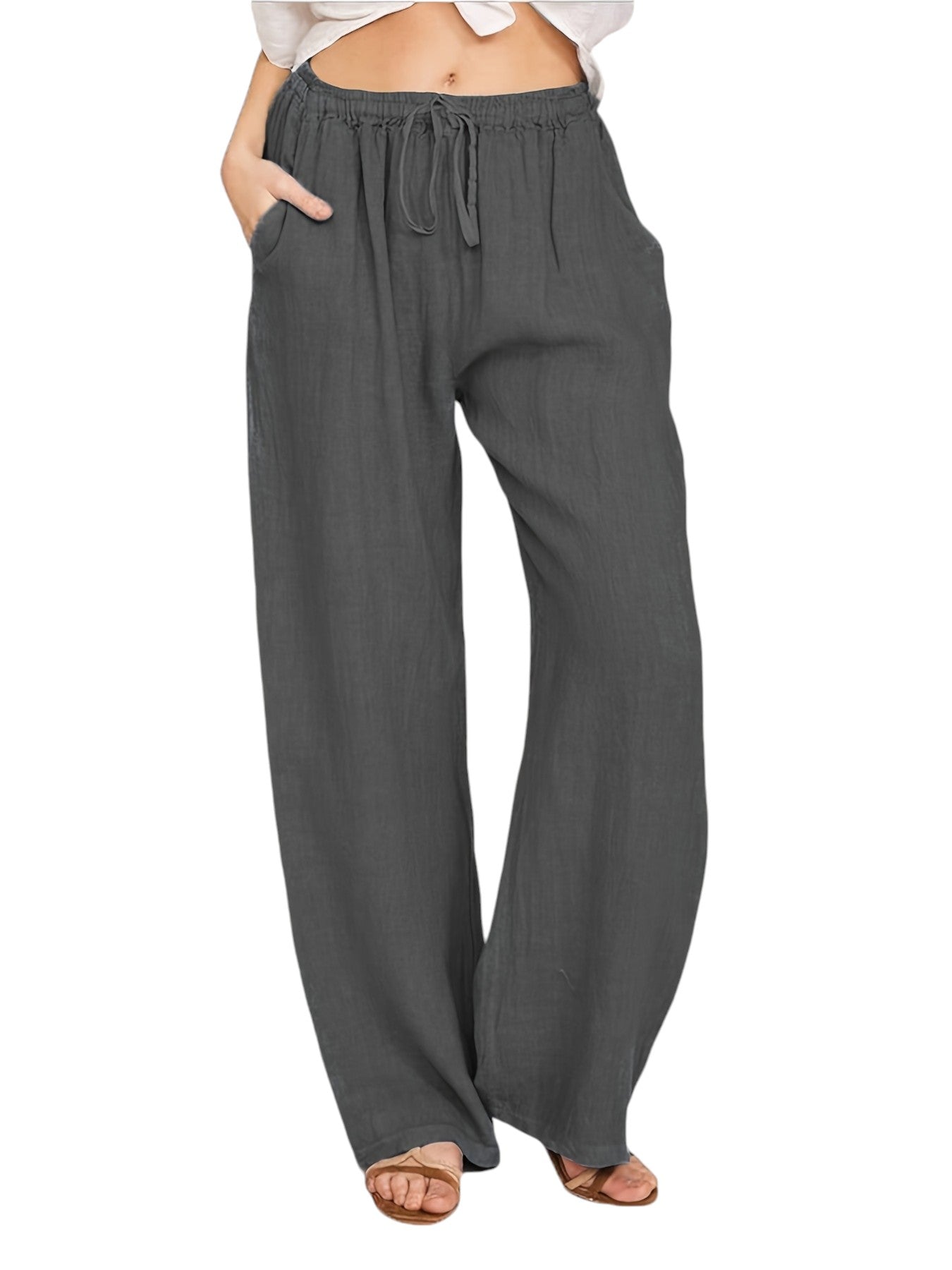 Wijde Dames Broek Met Hoge Taille