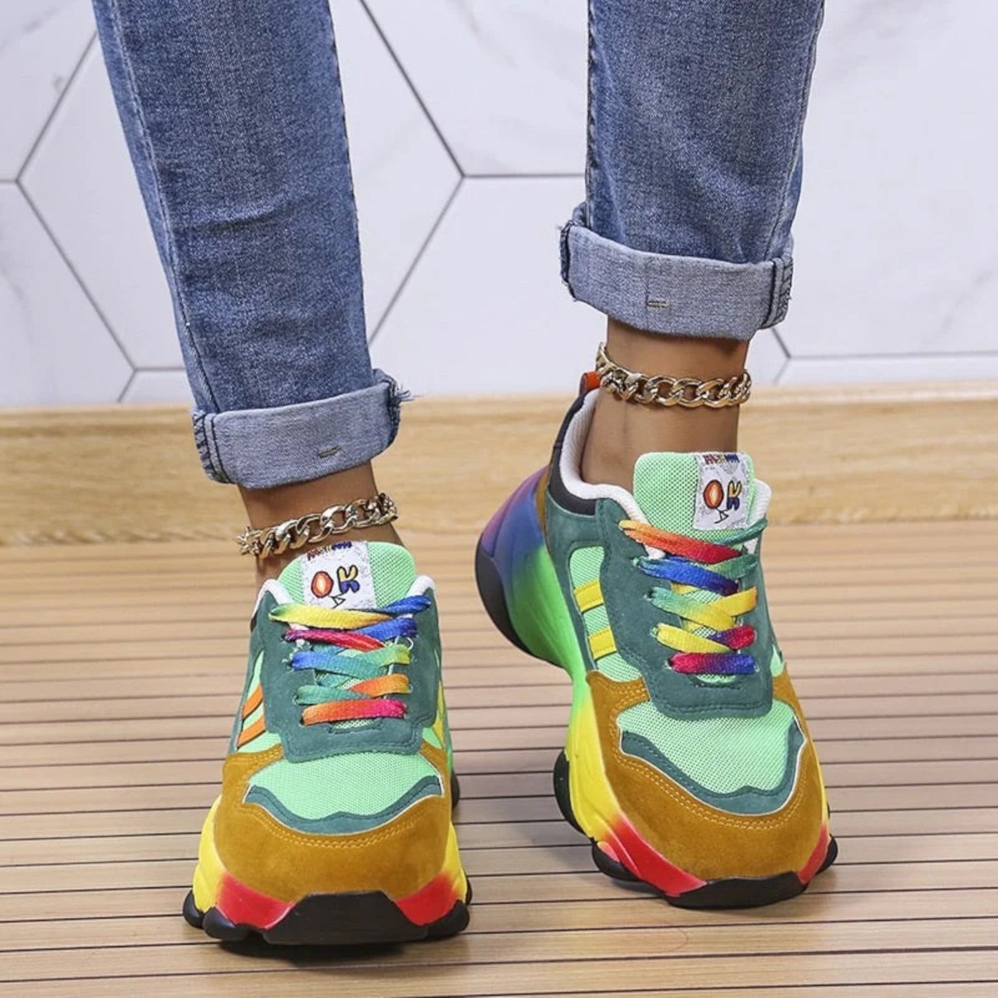 Sara | Stijlvolle Dames Sneakers Met Hoge Zool