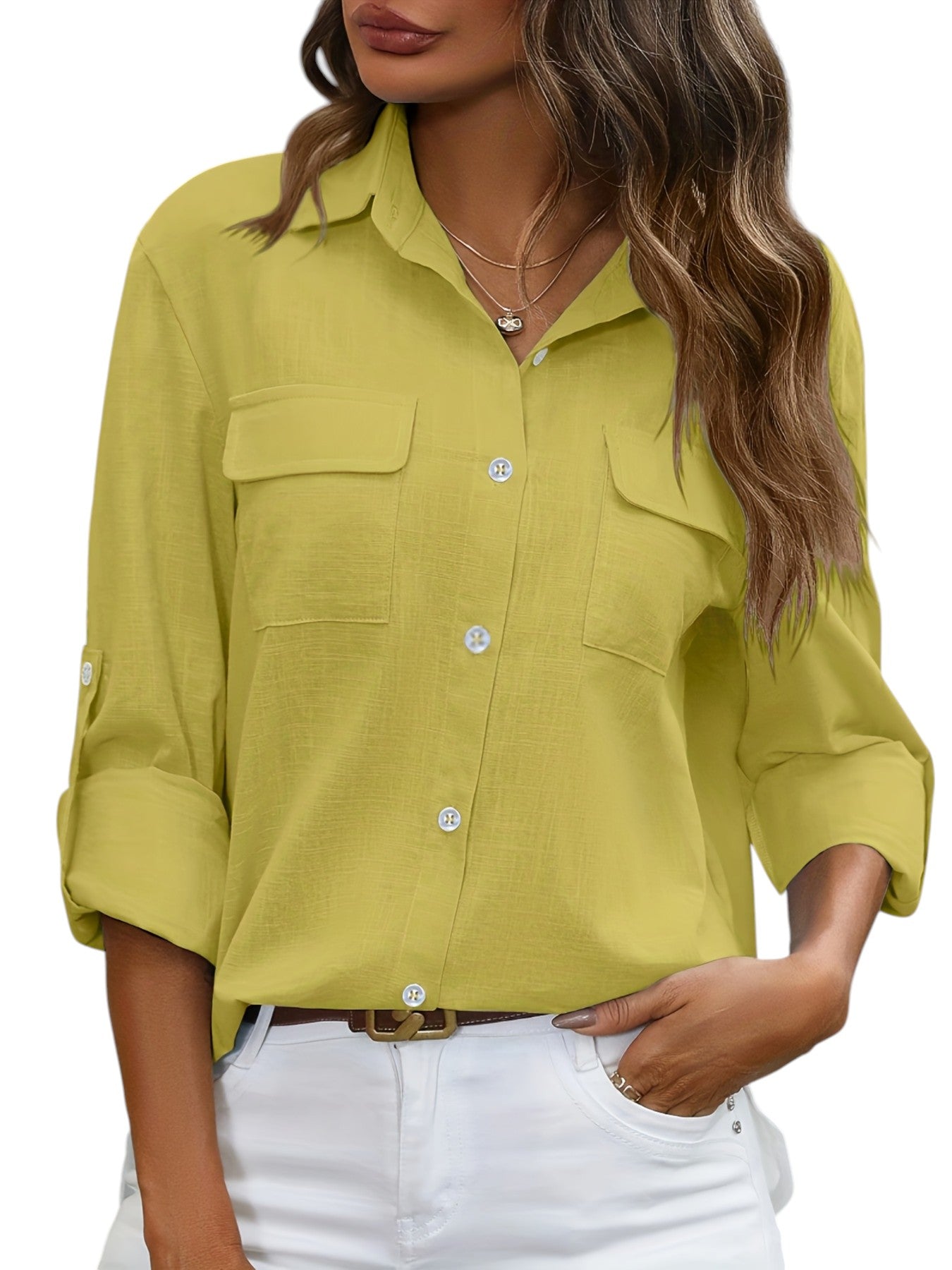 Linnen Dames Blouse In Effen Kleuren