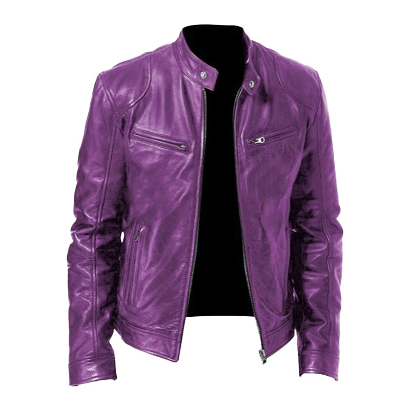 Zwarte Leren Slim Fit Jas Voor Heren - Steve