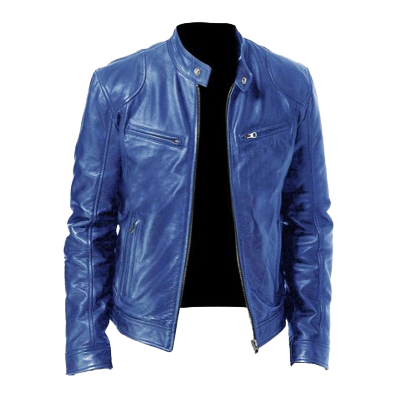 Zwarte Leren Slim Fit Jas Voor Heren - Steve