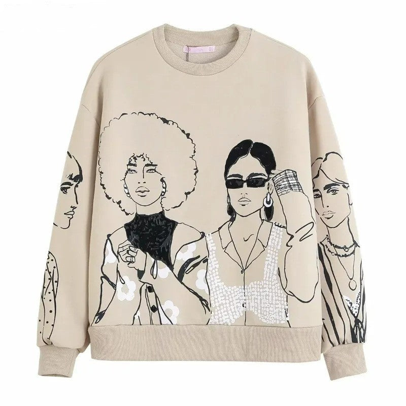 Losvallende Sweater Met Print Dames