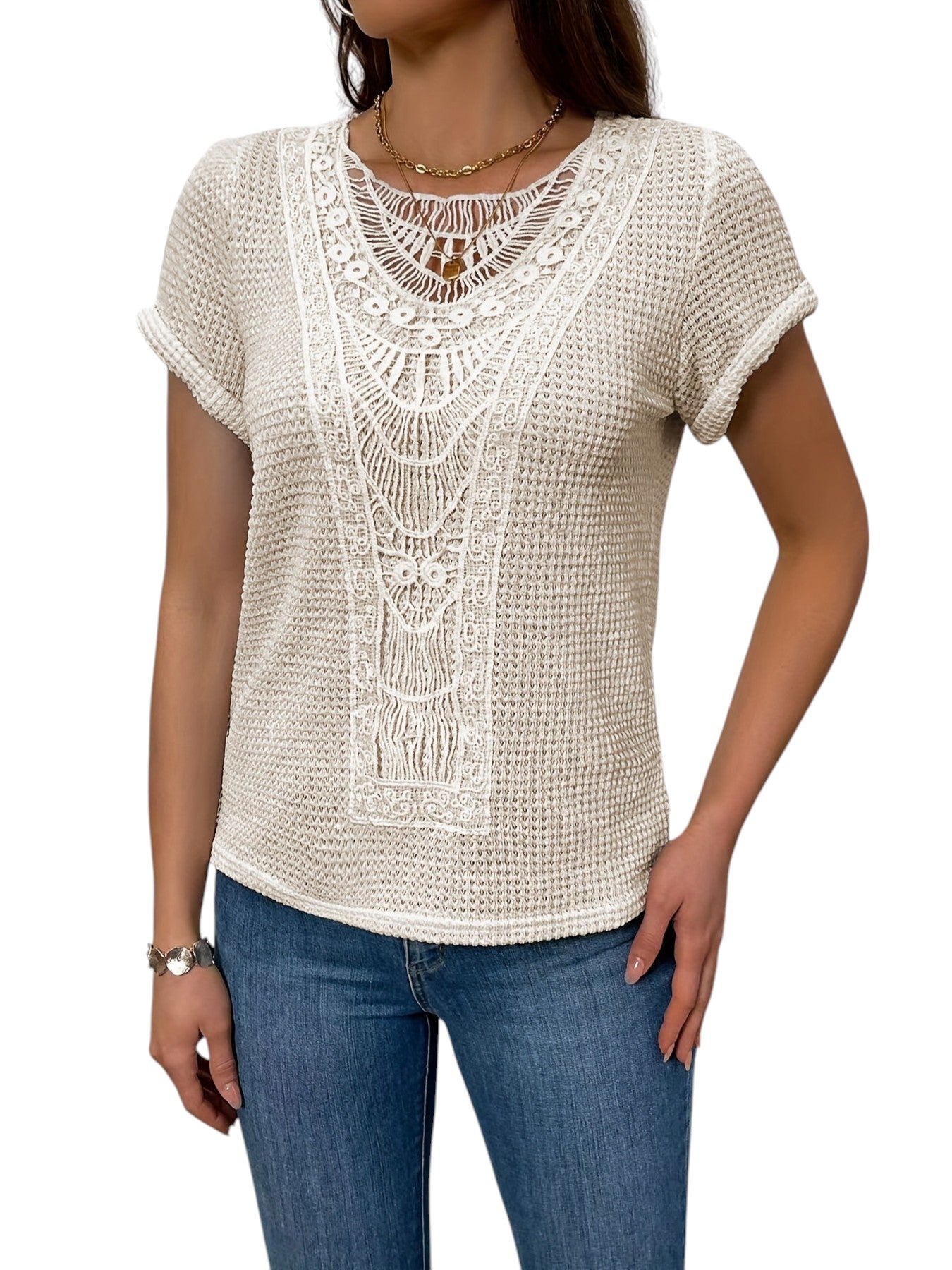 Zomerse Dames Top Met Korte Mouwen