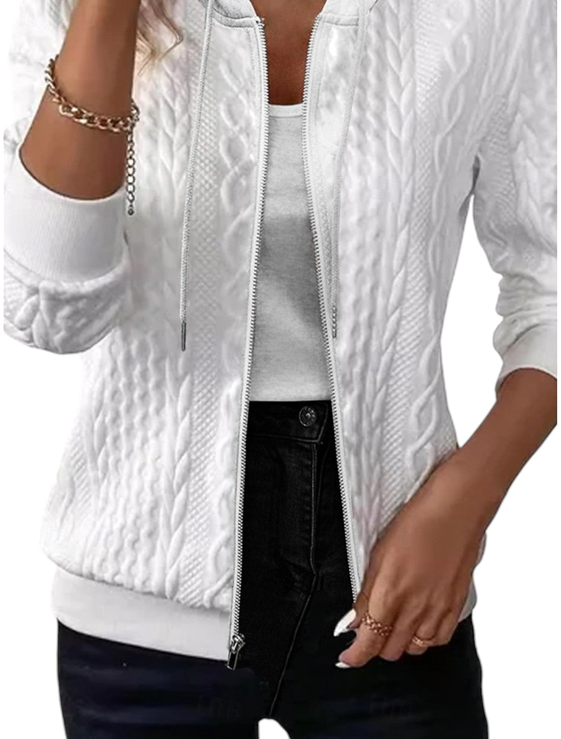 Gebreid Vest Met Capuchon Voor Dames