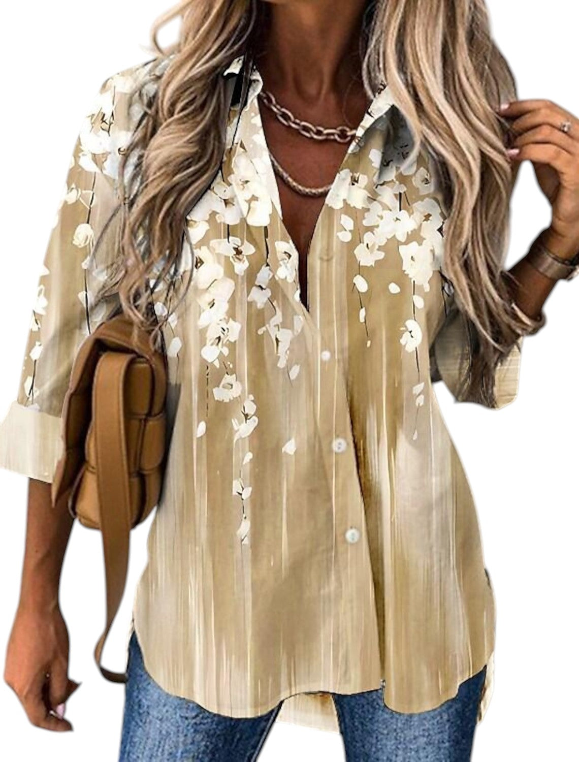 Zomerse Bloemenprint Blouse Met Lange Mouwen