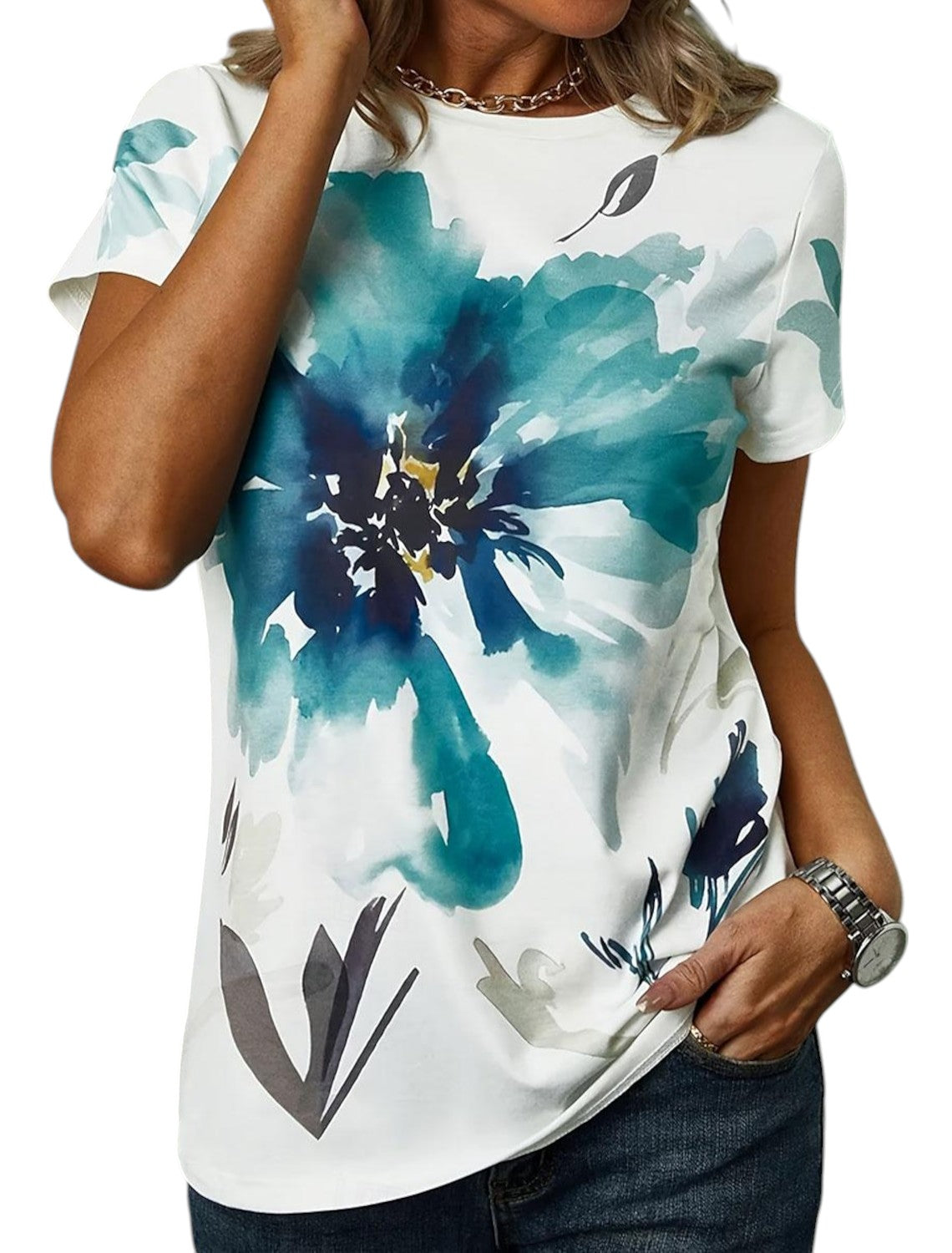 Anna - Zomers V-hals Shirt Met Bloemenprint