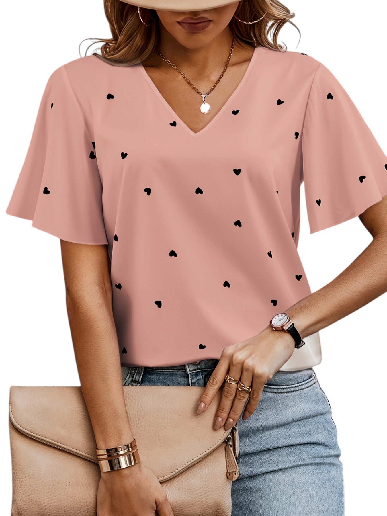 Zomerse Top Met Harten Print