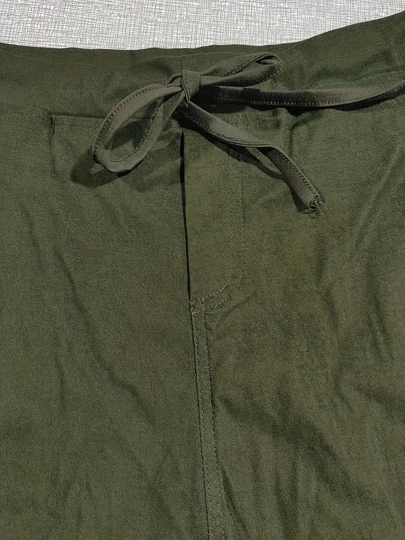 Rekbare Casual Damesbroek – Hoge Taille, Trekkoord & Zakken