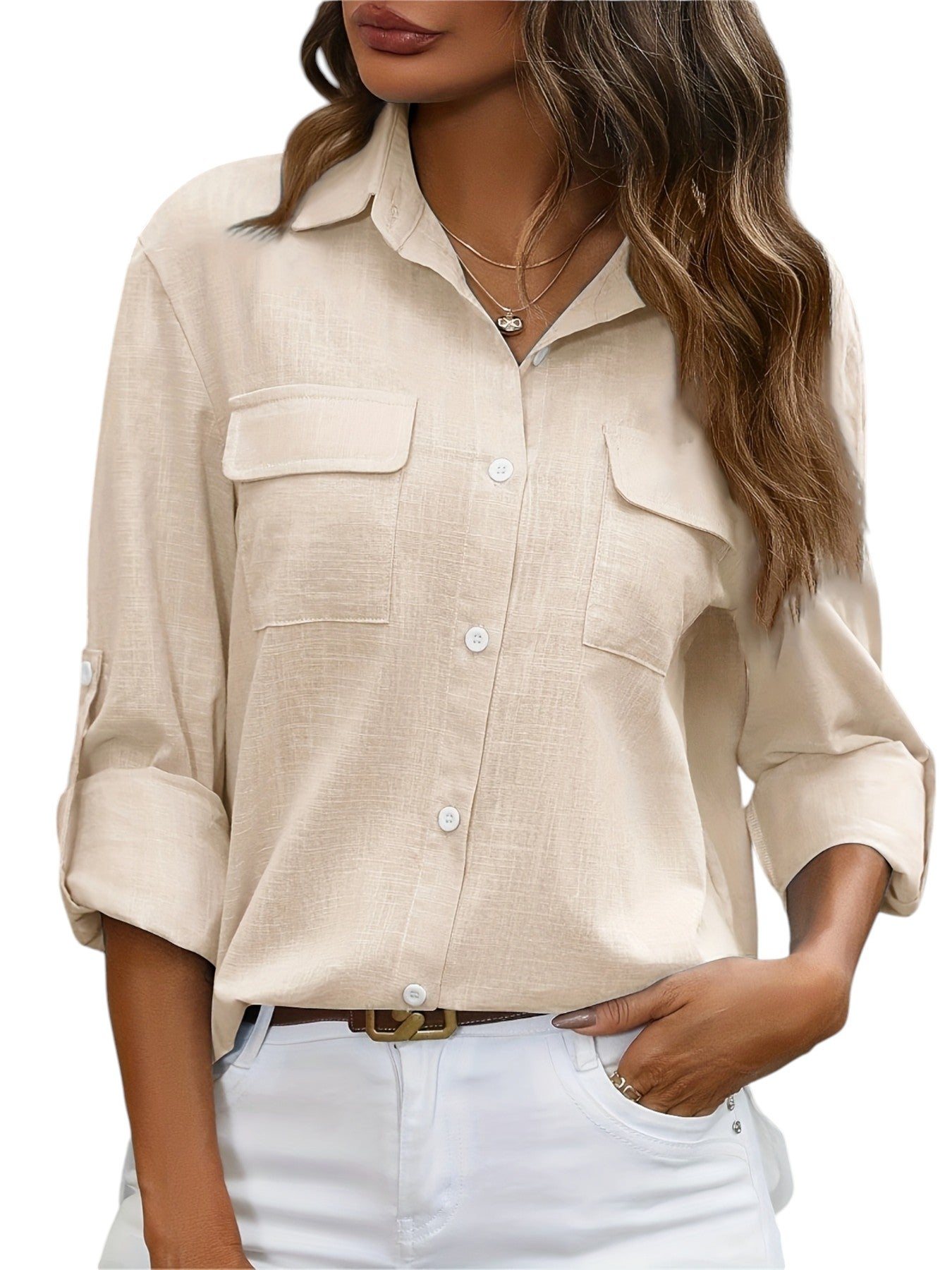 Linnen Dames Blouse In Effen Kleuren