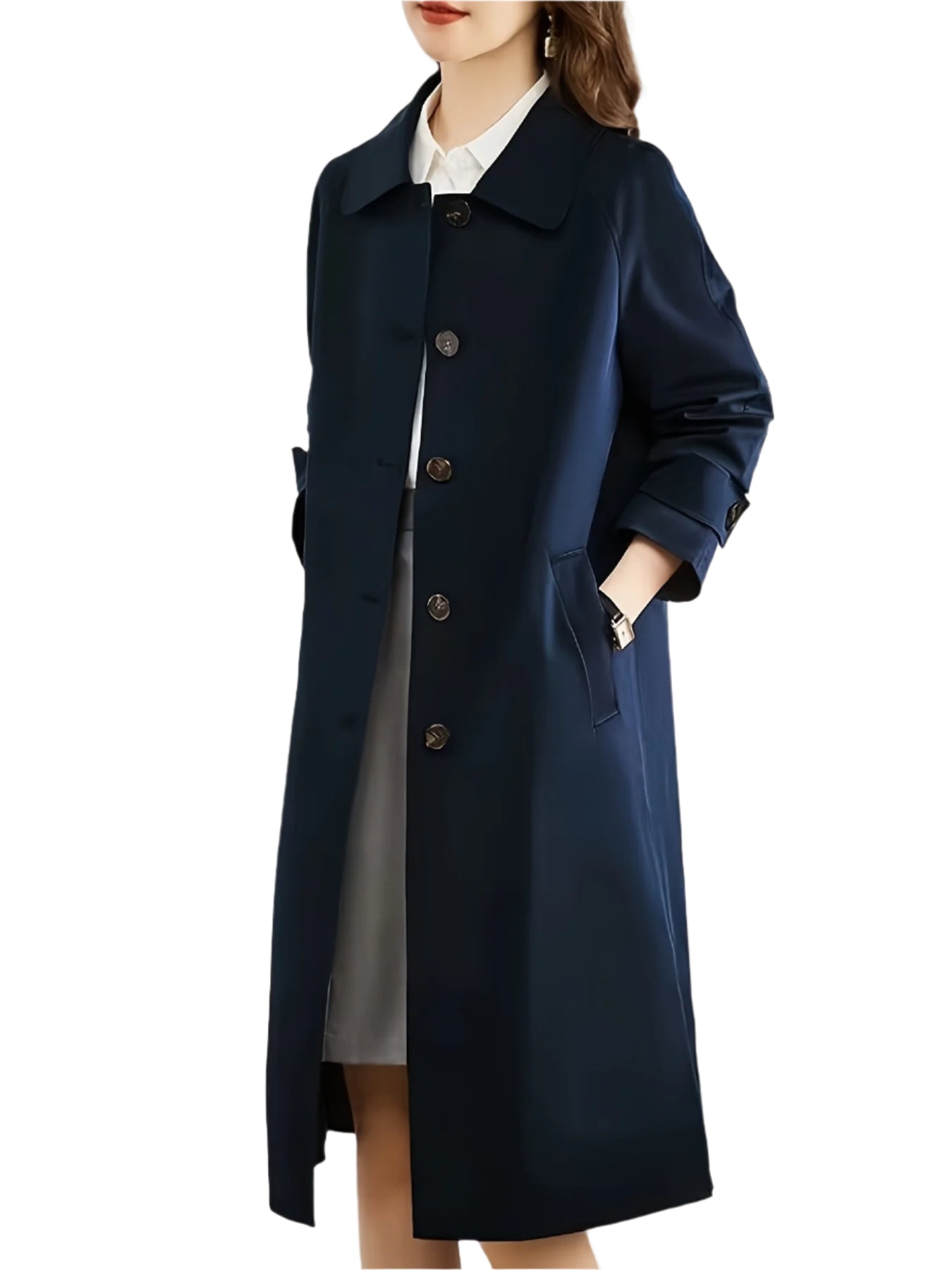 Getailleerde Dames Trenchcoat Blauw