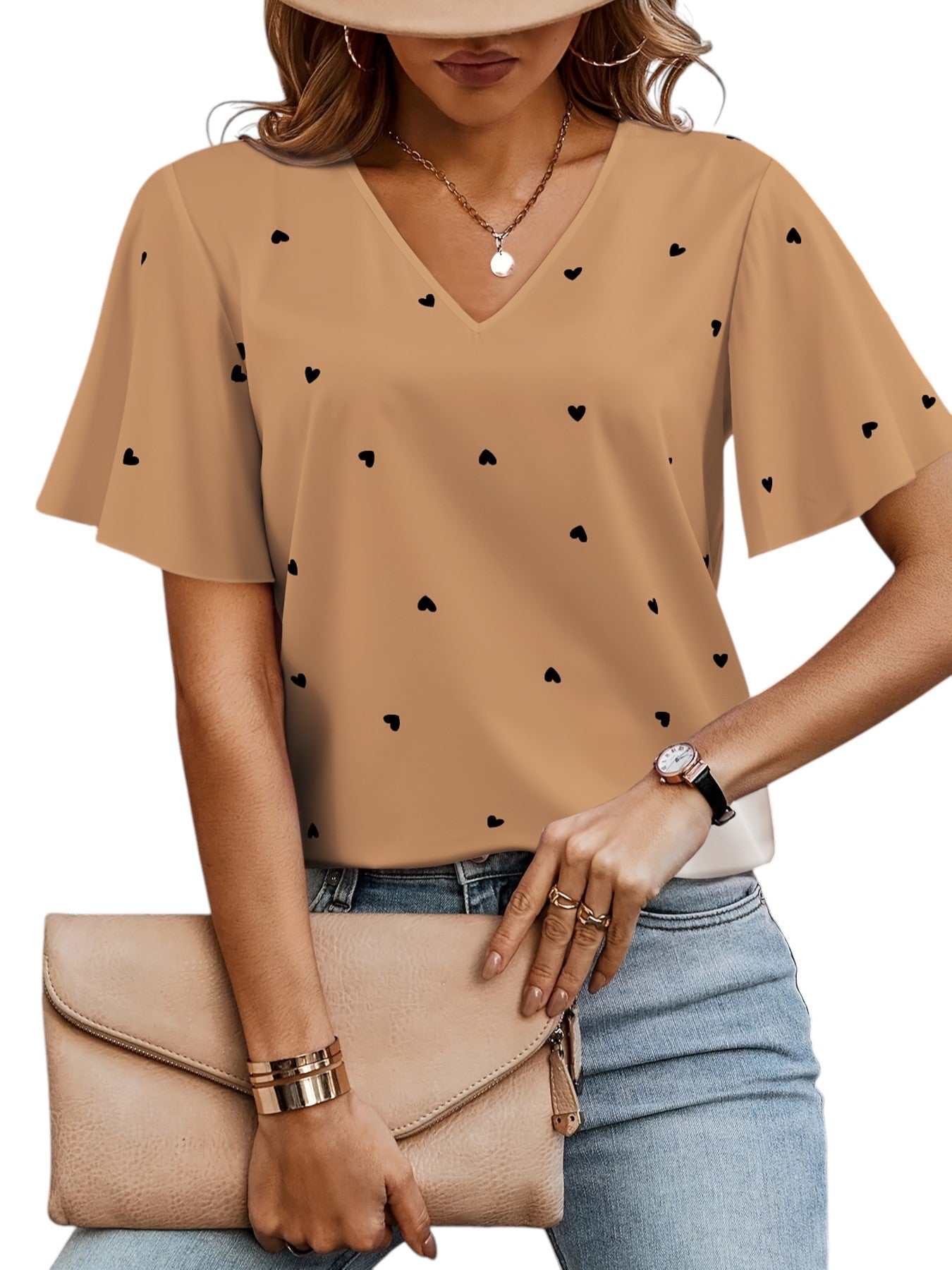 Zomerse Top Met Harten Print