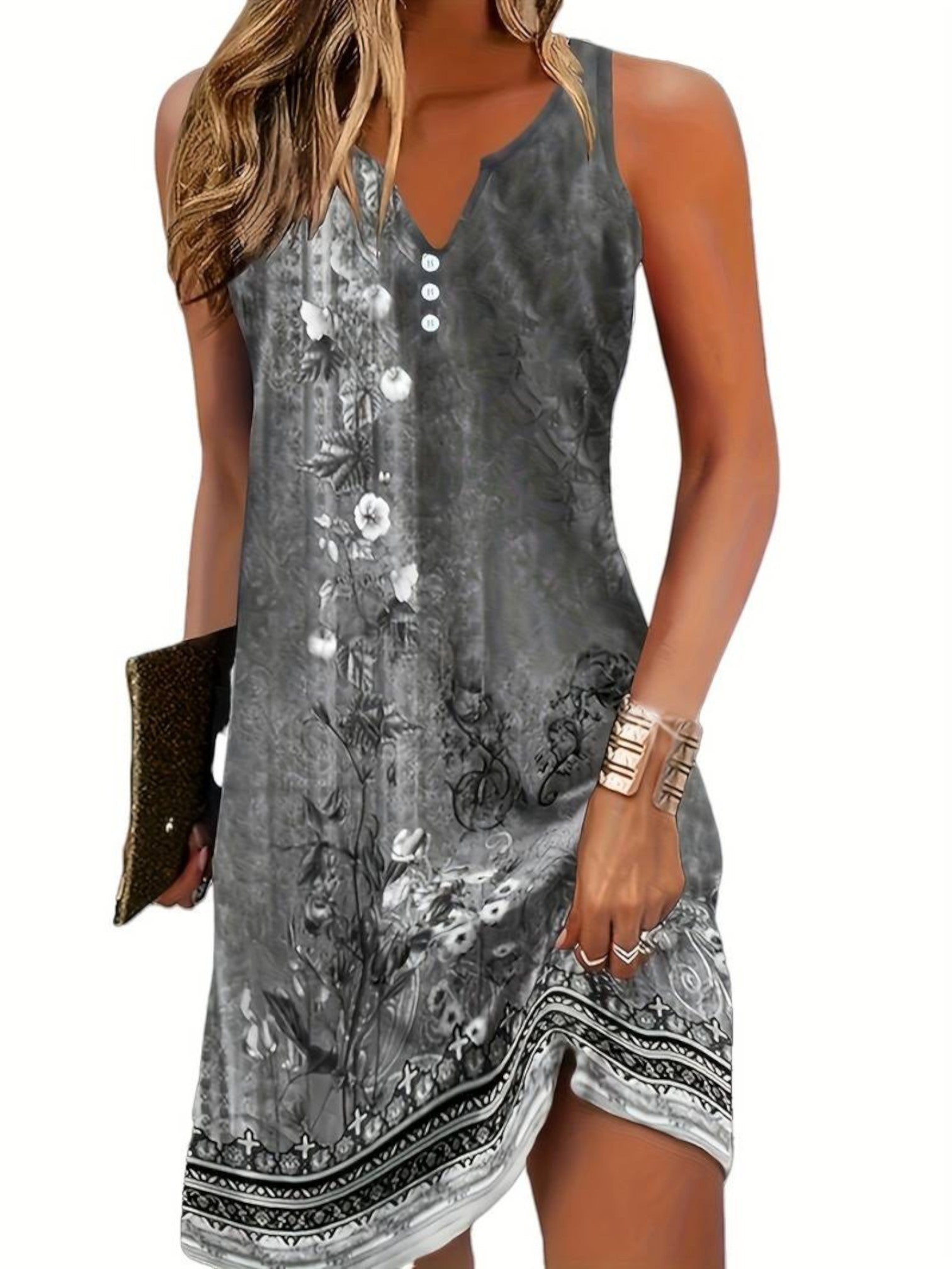 Selena | Mouwloze Zomerjurk Met V-hals | Mini