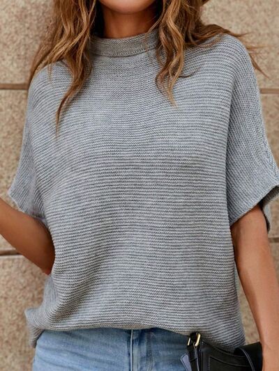 Stijlvolle Sweater Met Korte Mouwen en Ronde Hals