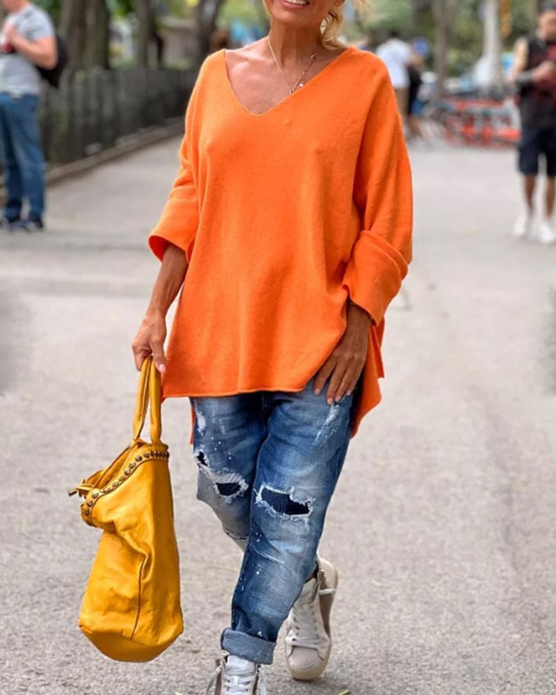 Oversized Trui Voor Dames Oranje - Karen