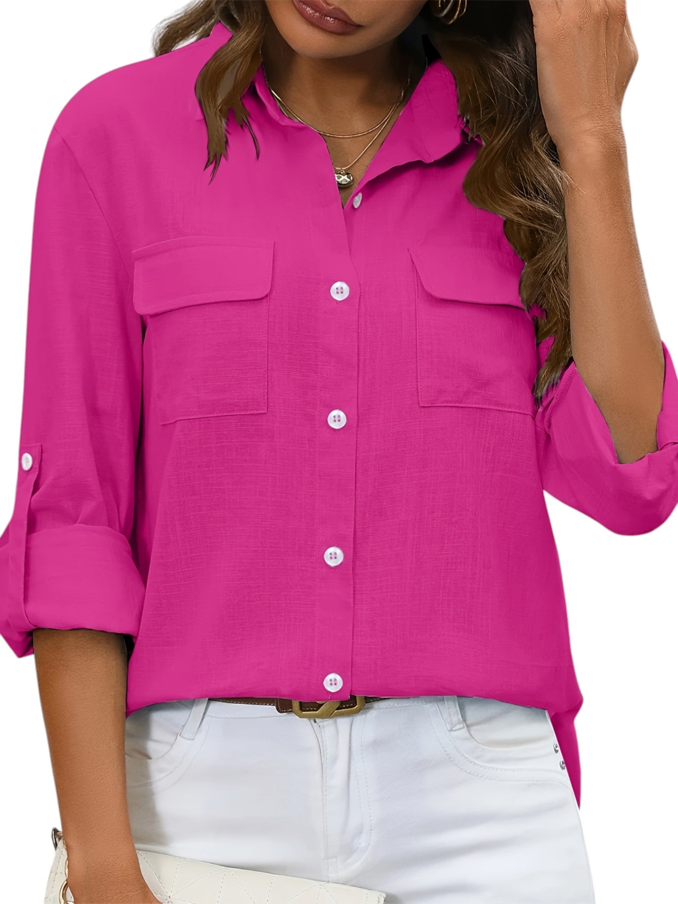 Linnen Dames Blouse In Effen Kleuren